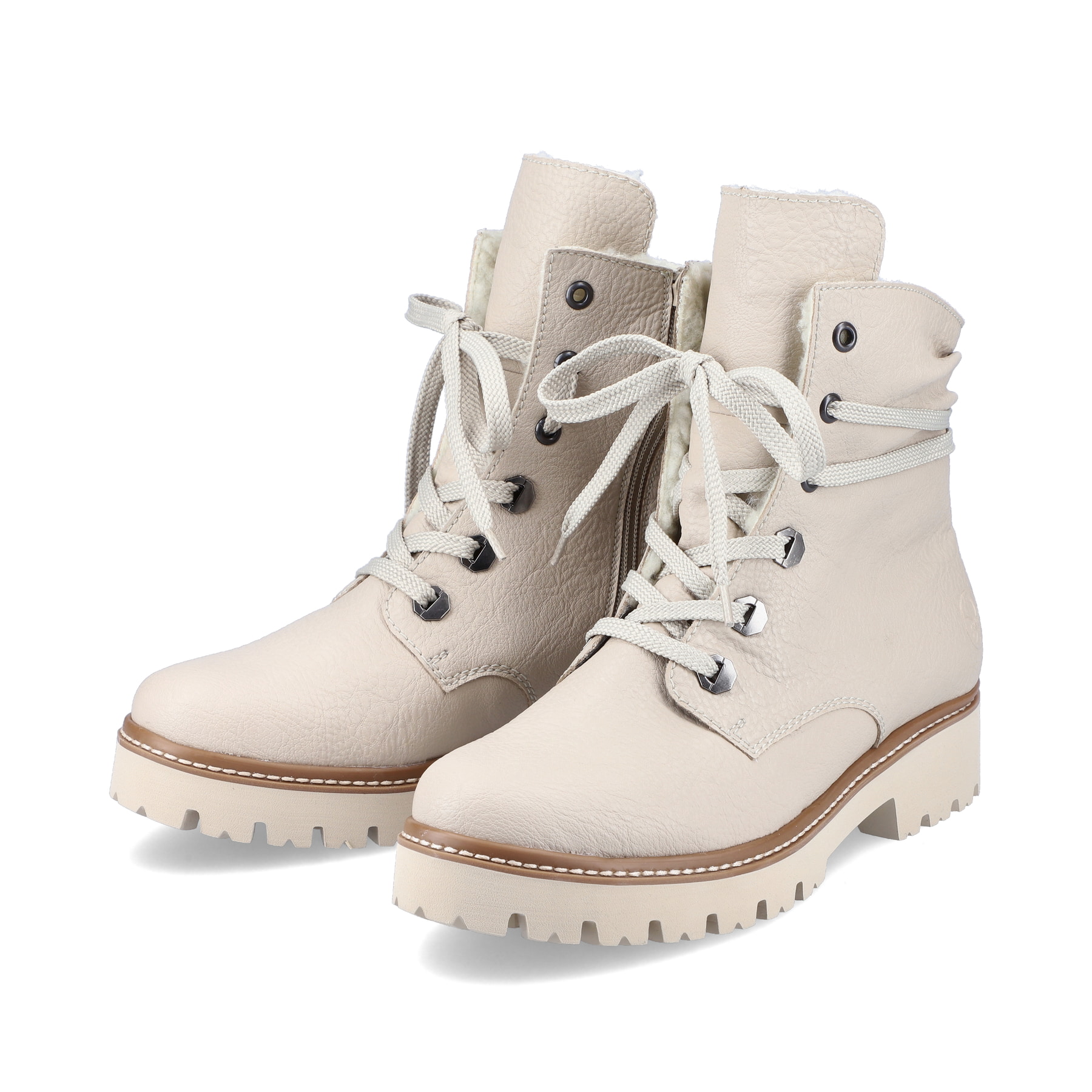Rieker Damen Schnürstiefel hellbeige