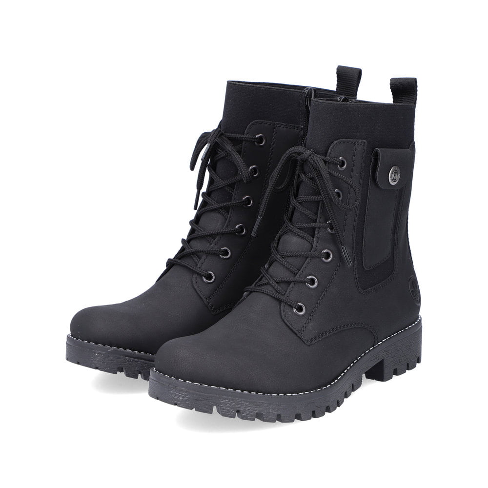 Rieker Damen Schnürstiefel tiefschwarz
