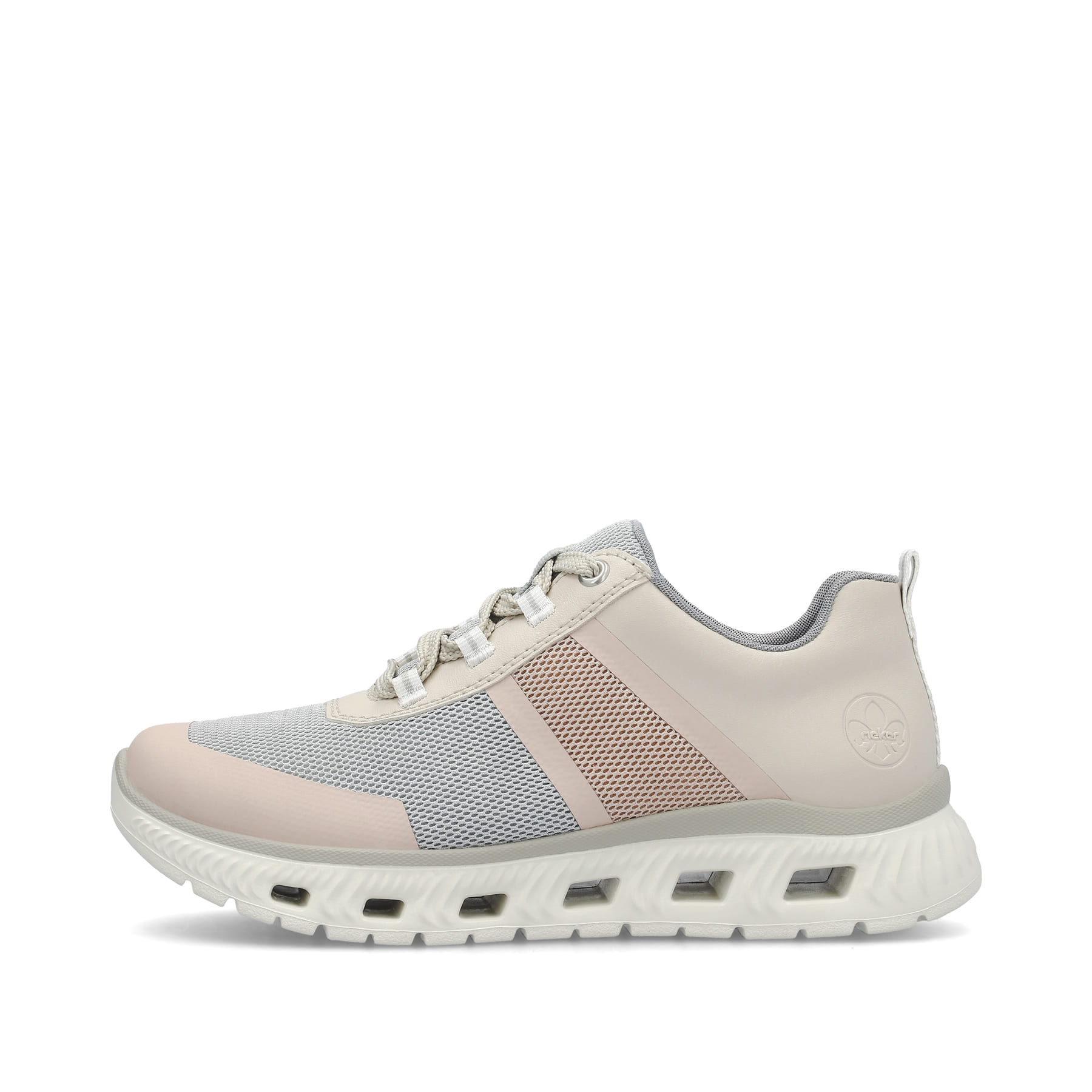 Rieker Damen Sneaker hellbeige-pastellblau-rosa