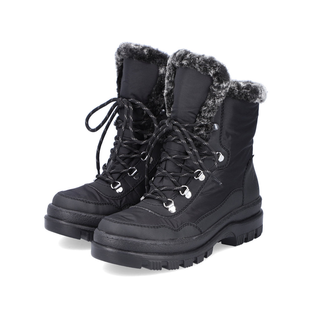 Rieker Damen Schnürstiefel tiefschwarz