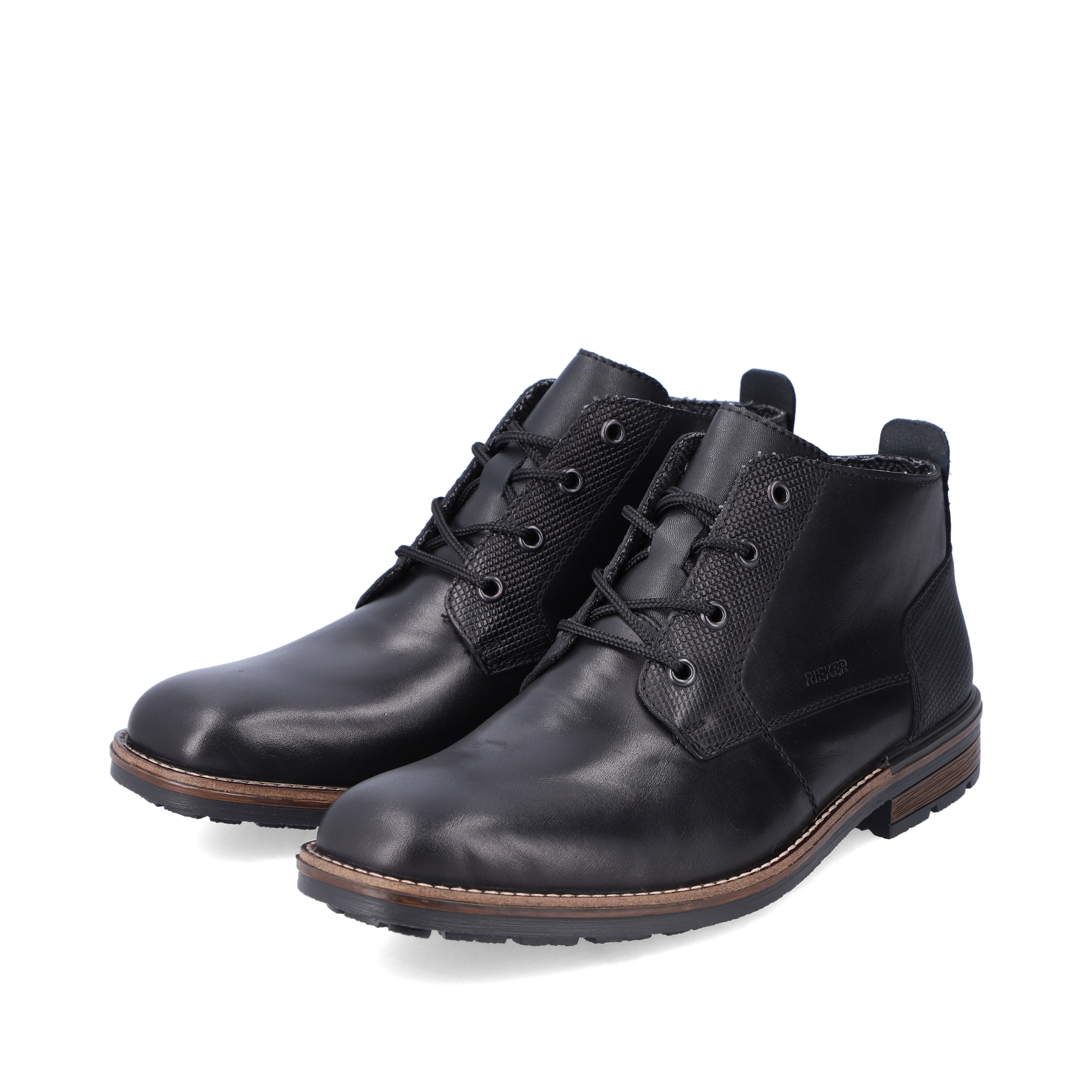 Rieker Herren Schnürstiefel glanzschwarz