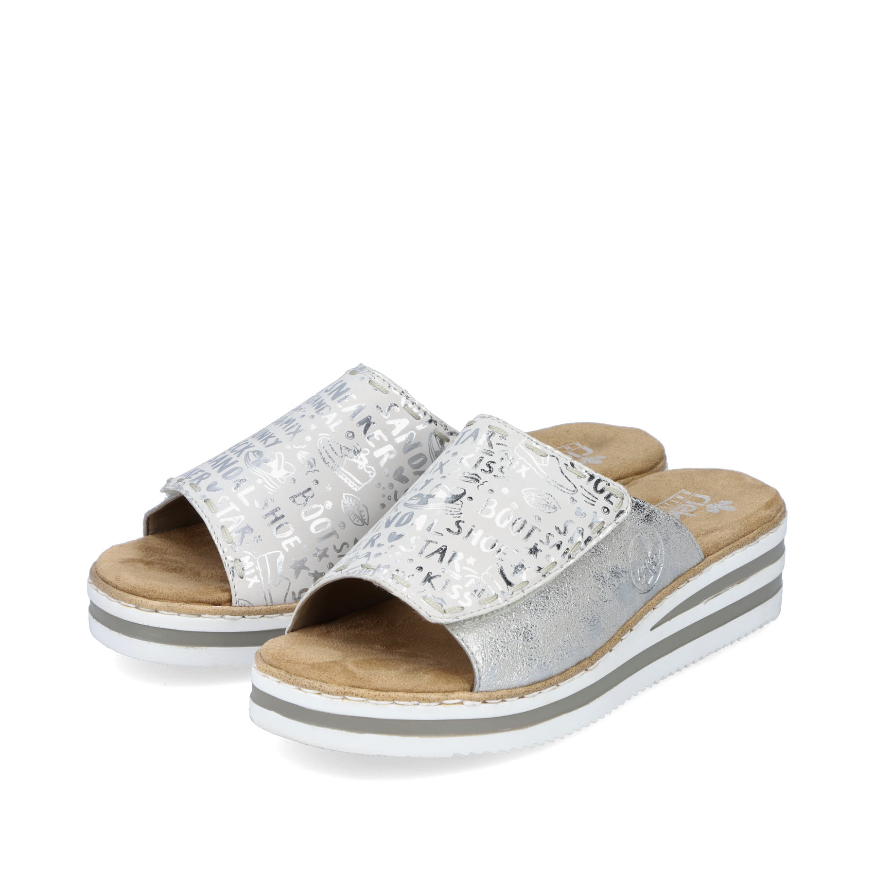 Rieker Damen Pantoletten silber-metallic