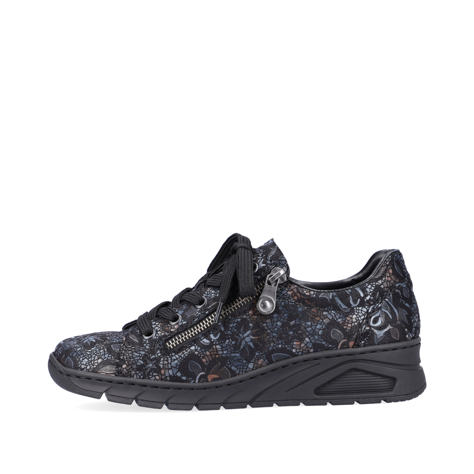 Rieker Damen Schnürschuhe schwarz-metallic