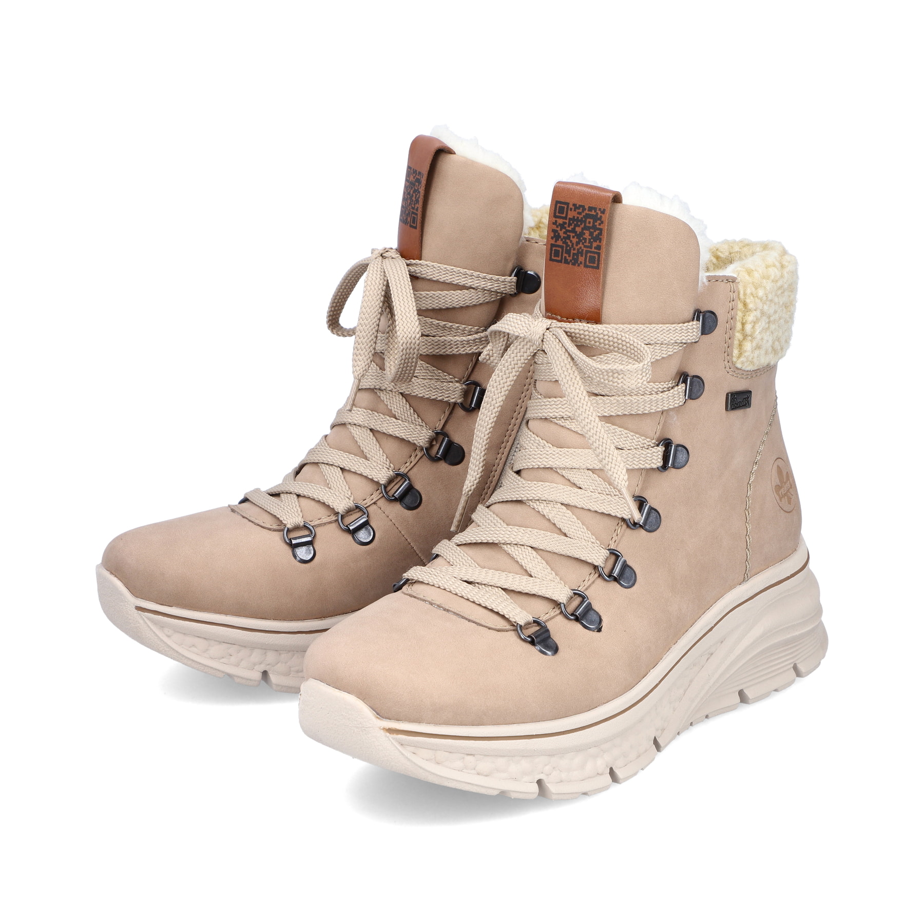 Rieker Damen Schnürstiefel sandbeige
