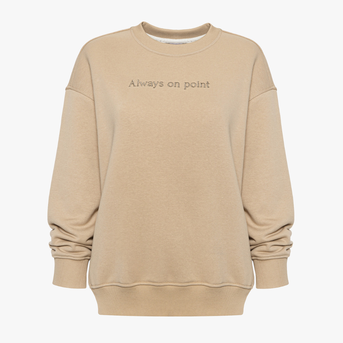 Beżowa bluza oversize z haftem