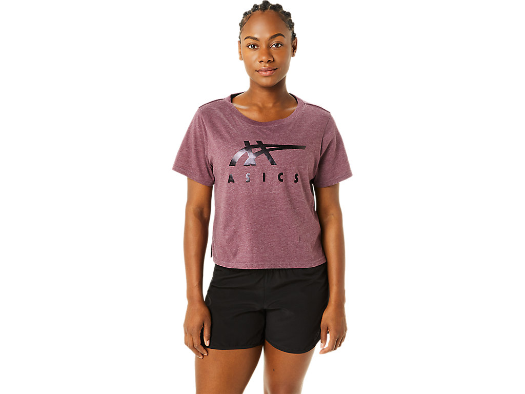 WOMEN'S ASICS STRIPES SHORT SLEEVE BOXY TEE