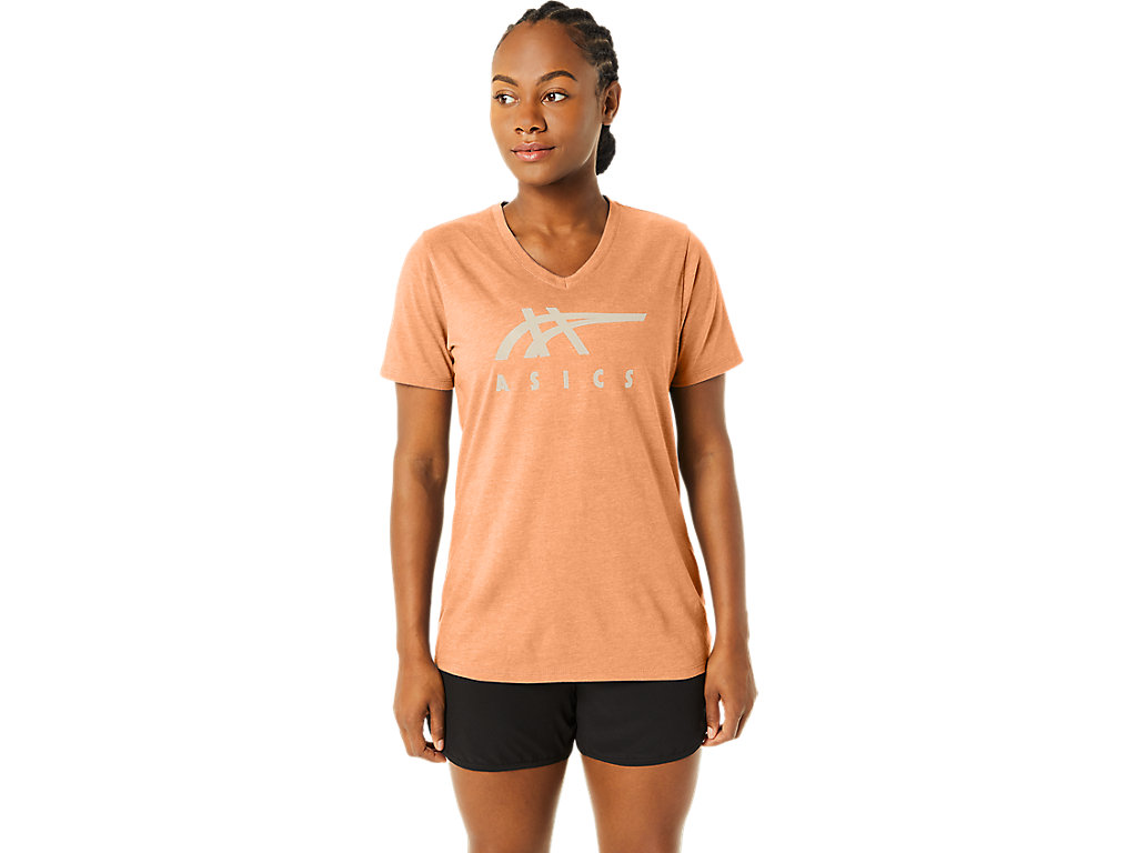 WOMEN'S ASICS STRIPES V-NECK