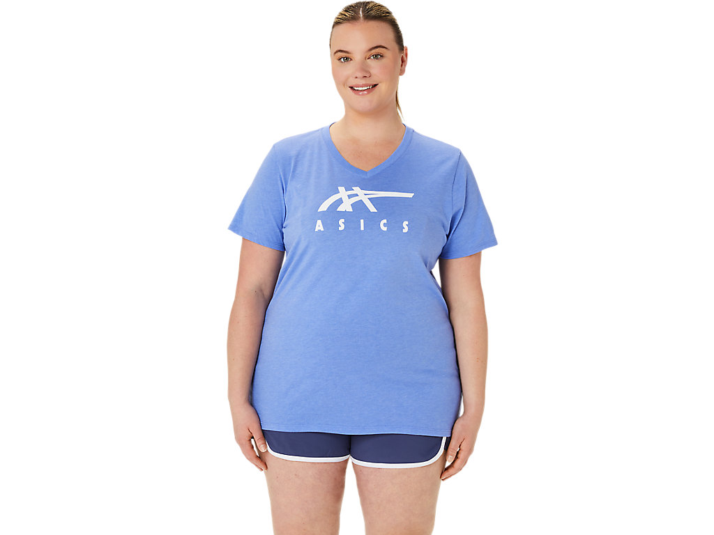 WOMEN'S ASICS STRIPES V-NECK