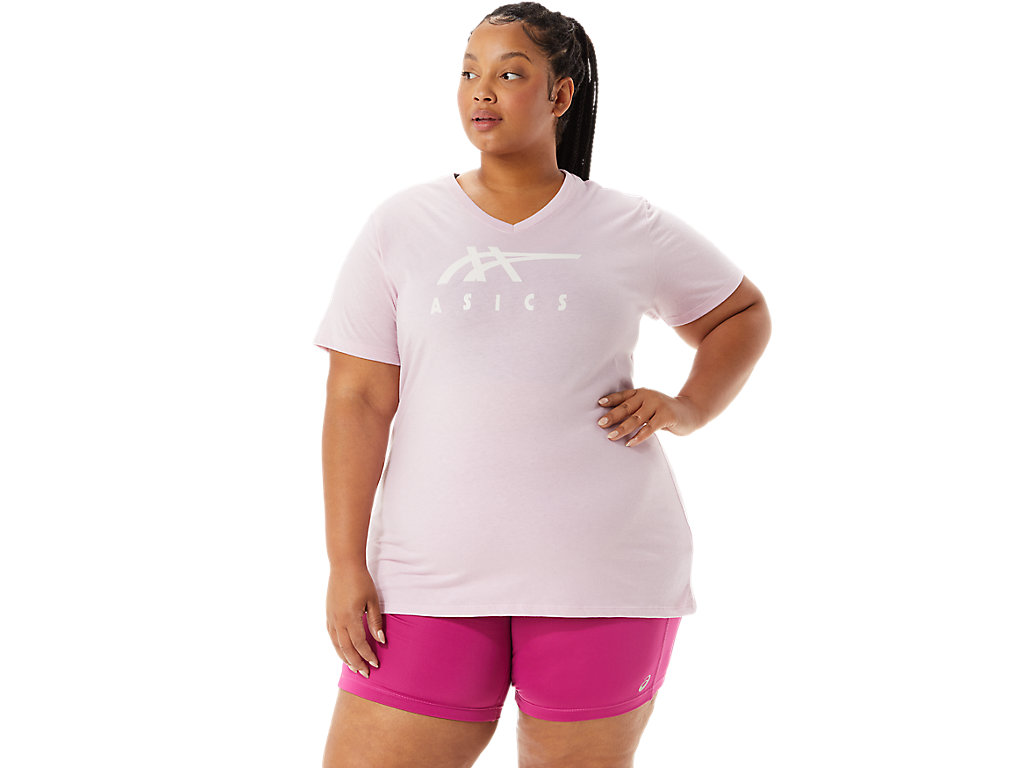 WOMEN'S ASICS STRIPES V-NECK