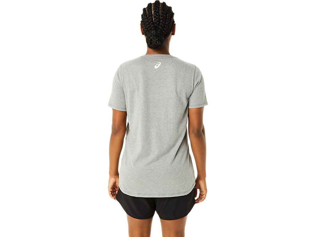 WOMEN'S SHORT SLEEVE ASICS PRINT V-NECK