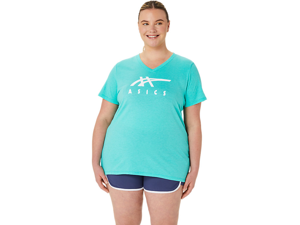 WOMEN'S ASICS STRIPES V-NECK