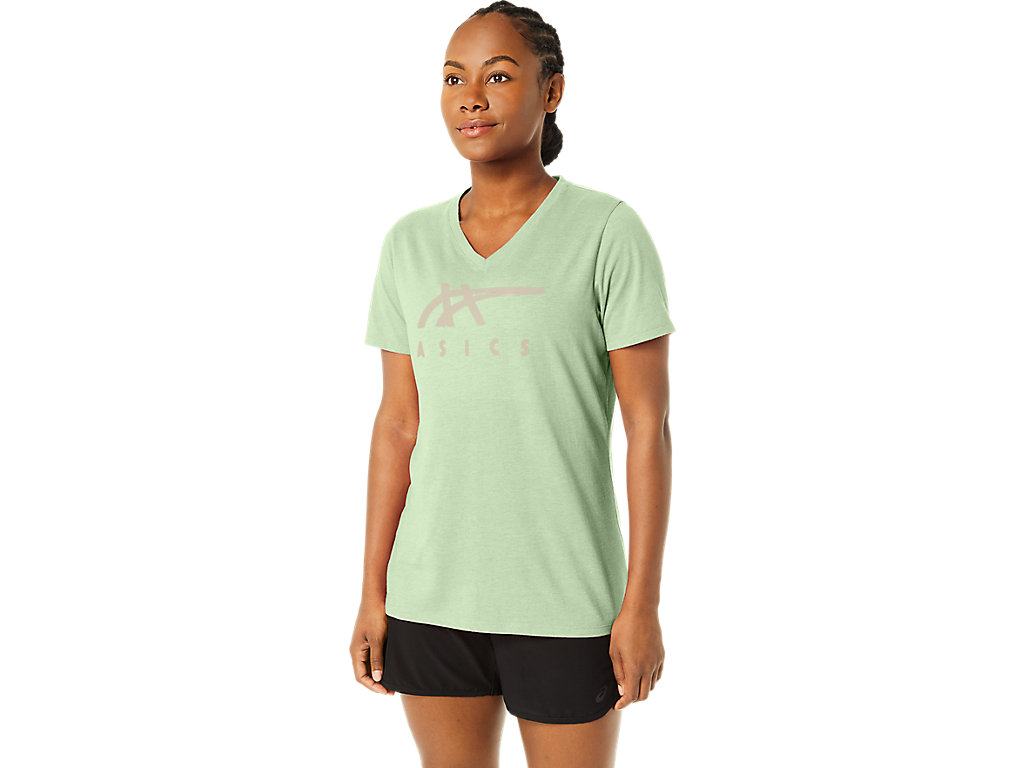 WOMEN'S ASICS STRIPES V-NECK