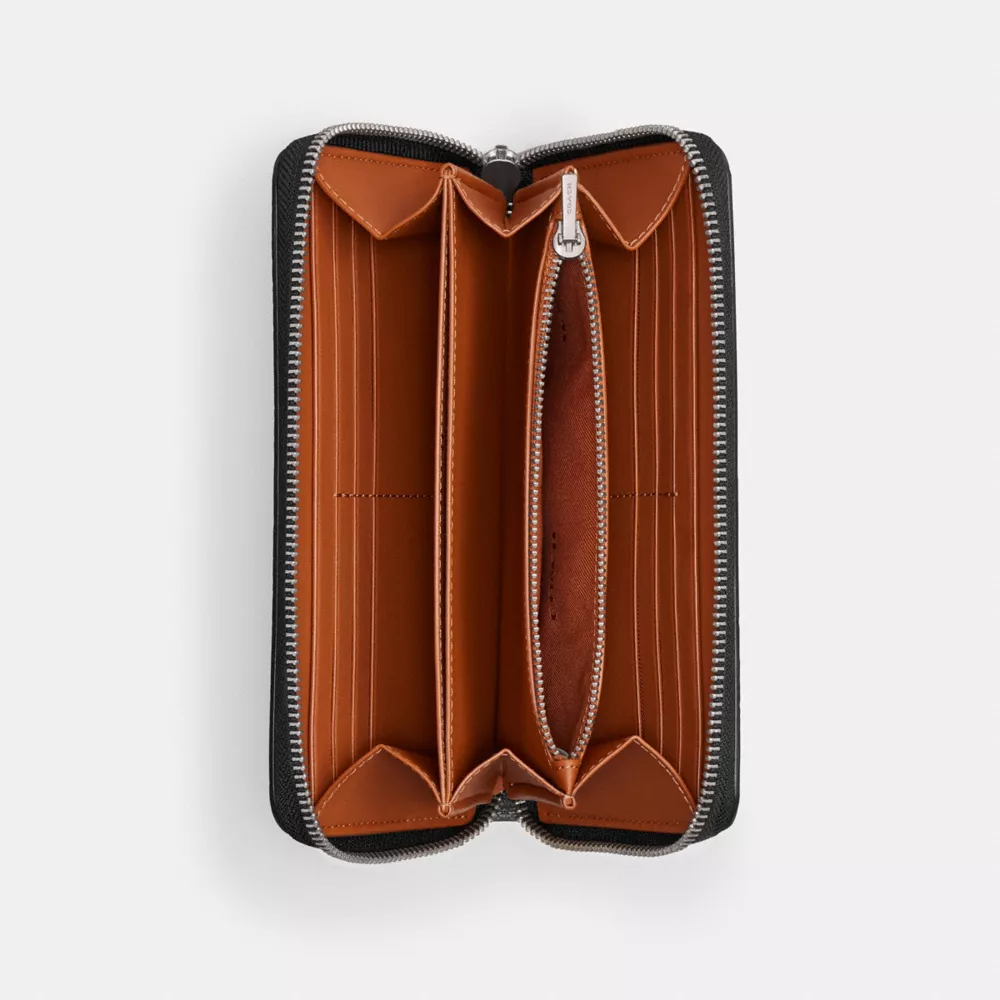 Disney X Coach Accordion Zip Wallet In Regenerative Leather With Mickey Mouse