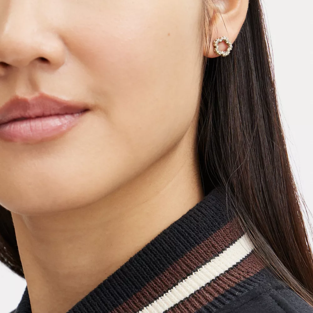 Pavé Tea Rose Stud Earrings