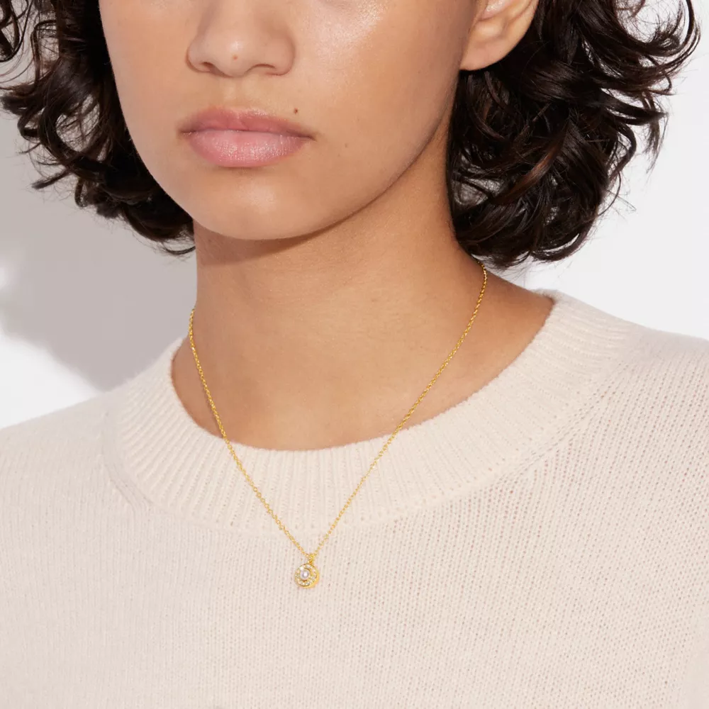 Signature Crystal Pearl Pendant Necklace