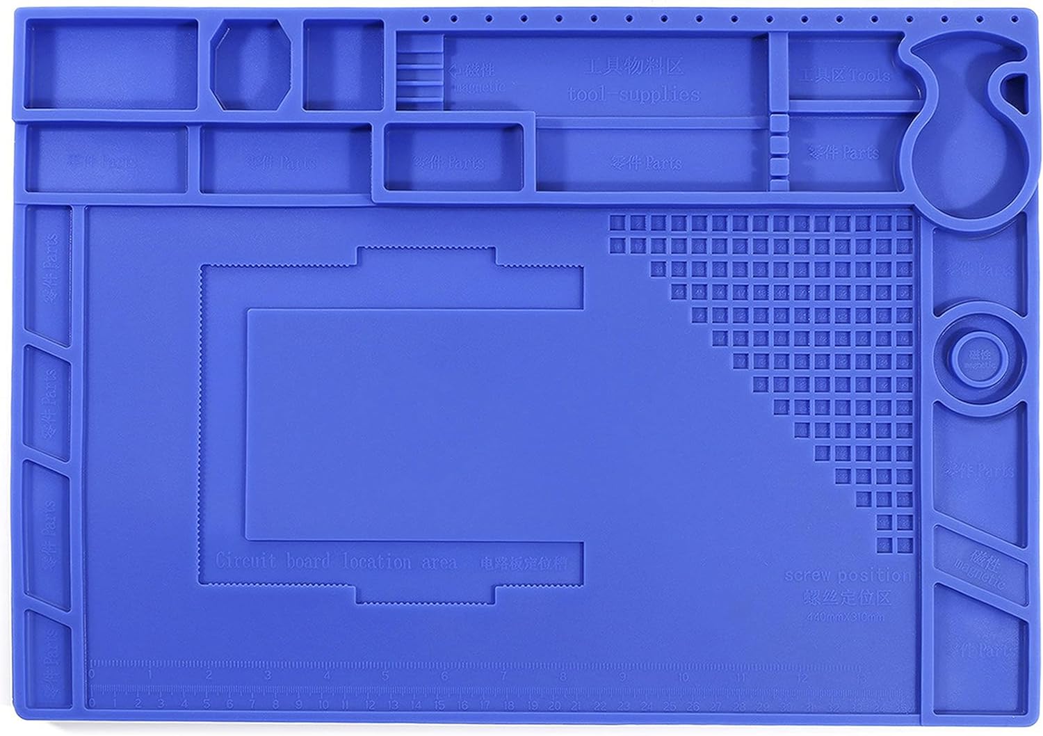YIHUA M180 Anti-Slip Magnetic Insulation 500℃ Heat-Resistant Silicone Work Mat for Soldering, SMD Rework, Mobile Phone, Laptop, Electronics Repair and DIY Size: 17.32 x 12.20 Inches (M180)