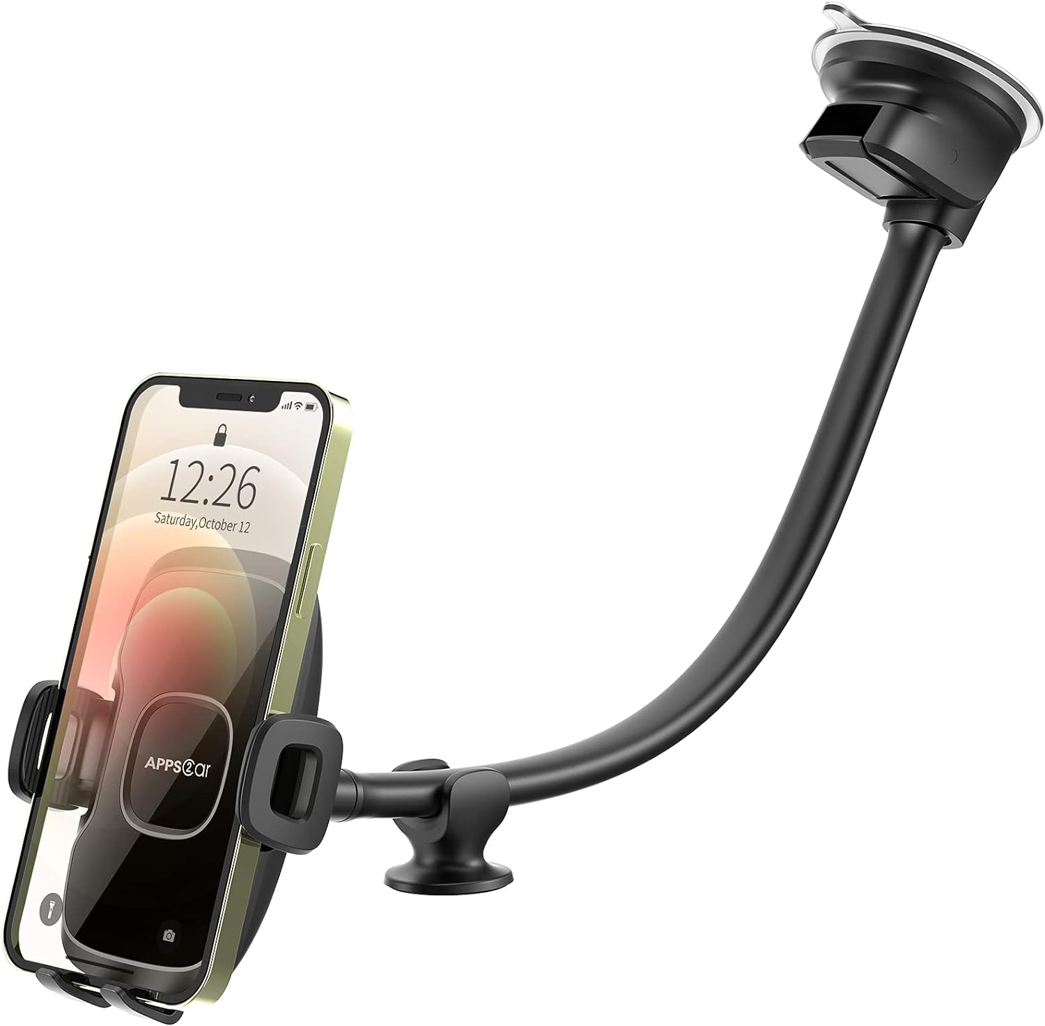 13'' Gooseneck Car Phone Holder, Industrial-Strength Car Phone Mount Windshield Suction Cup, Holder for Cell Phone in Truck, Long Arm Phone Holder Windshield Mount for Truck SUV, Phone Window Mount