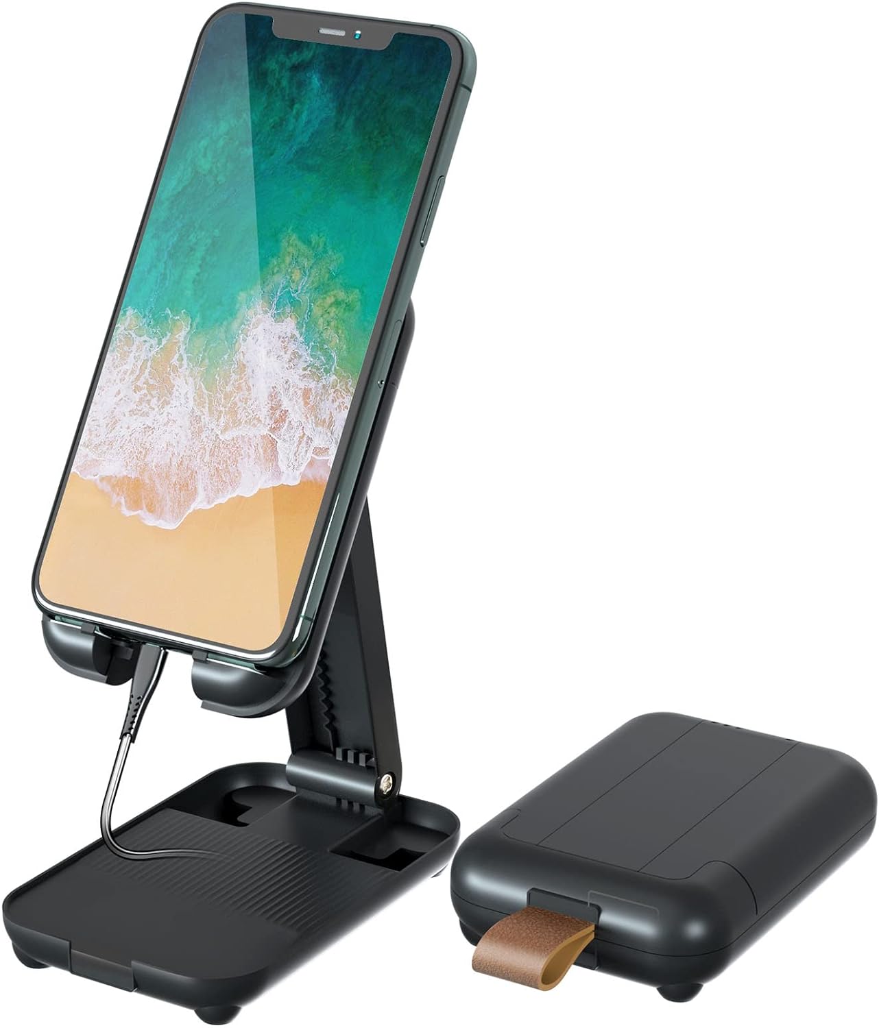 Cell Phone Stand for Desk, Foldable Phone Holder for Desk Angle Height Adjustable, Desk Phone Stand Holder Compatible with iPhone/iPad/Tablet(4-10 in)/Kindle/All Mobile Phone