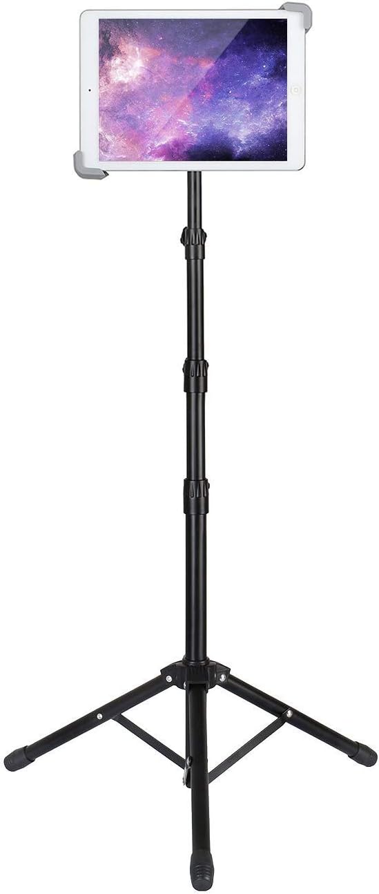 Elitehood Ipad Tripod Stand, Height Adjustable iPad Stand Holder & iPad Floor Stand with 360° Rotating iPad Tripod Mount for iPad Mini, iPad Air, iPad Pro and All 7.9-11.9 Inch Tablets
