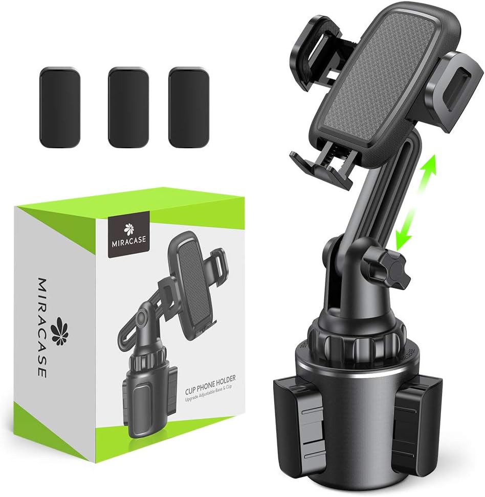 [Upgraded Version] Cup Holder Phone Mount,Miracase Long Neck Never Shake Car Cup Phone Holder Cradle Car Mount for iPhone 12/12 Pro max/11 Pro/XR/XS Max/X/8/7 Plus/6/Samsung S10/Note 9/S8/S7,GPS etc