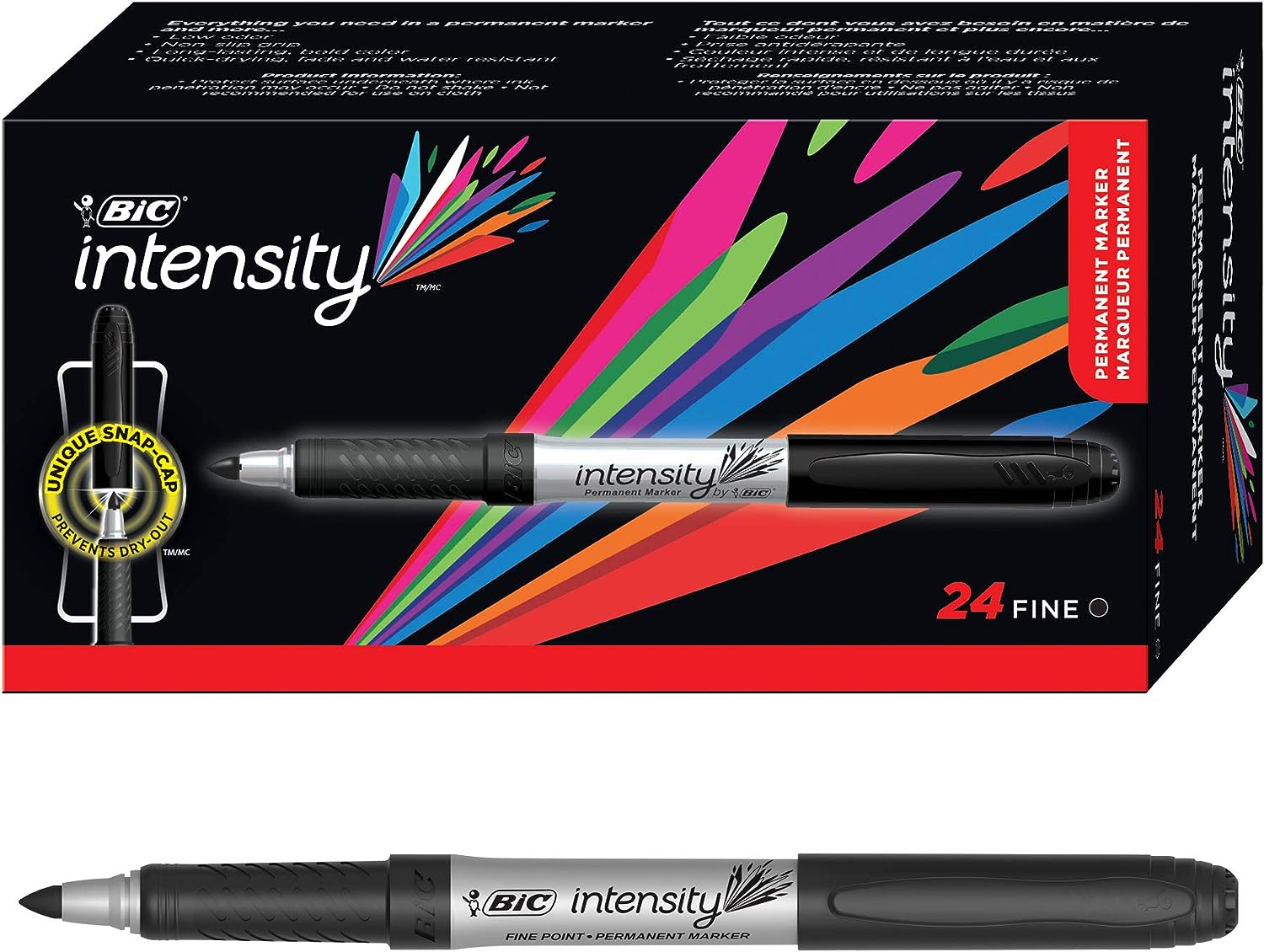 BIC Intensity Permanent Markers, Fine Point, Black, 24-Count (packaging may vary)