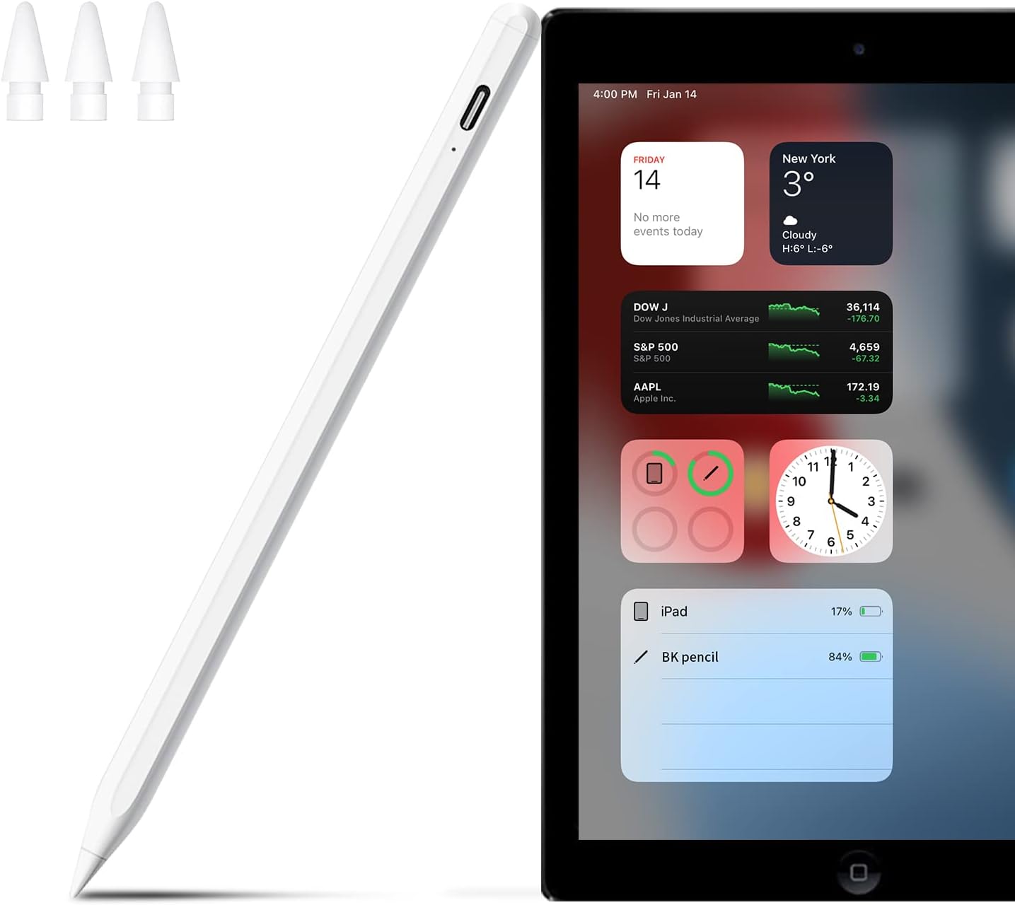 Baulkiea Stylus Pen for iPad with Power Display Compatible with iPad Pro 12'' 3/4/5 Gen and iPad Pro 11'' ,iPad Mini 6th Gen, iPad Air 3/4, iPad Mini 5th, iPad 6/7/8th Gen ，Palm Rejection