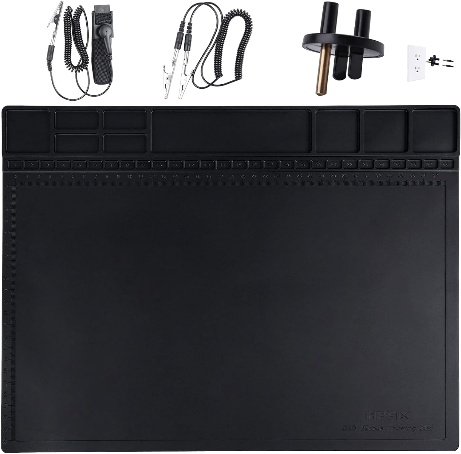 Anti Static Mat, HPFIX ESD Mat Heat Resistant with Grounding Wire and ESD Wristband, Silicone Repair Mat for Computer, PC Building, Eelectronics