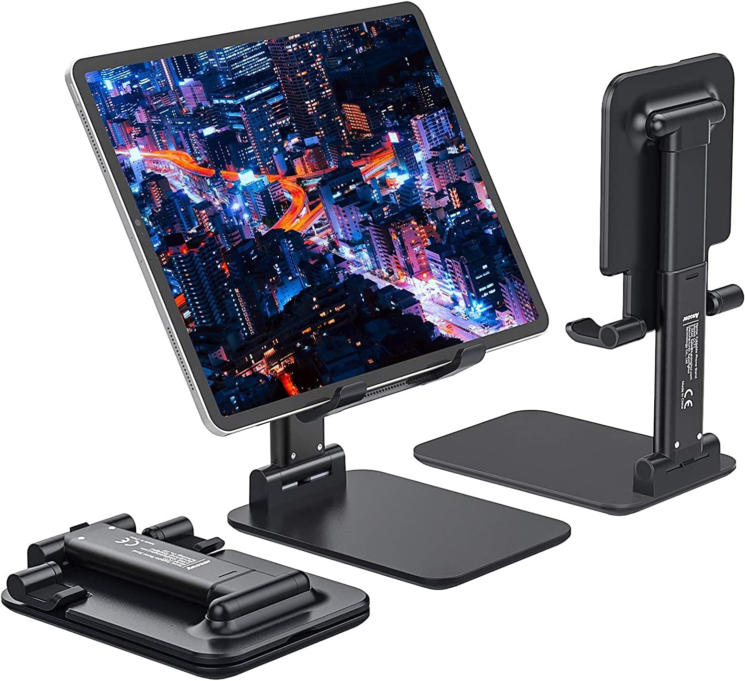 Anozer Foldable & Adjustable Tablet Stand, Compact Extendable iPad Stand for Desk, Desktop Tablet Holder Compatible with Phones, iPad Pro/Air/Mini, Samsung Galaxy Tabs, Surface Pro, Kindle(7-13“)