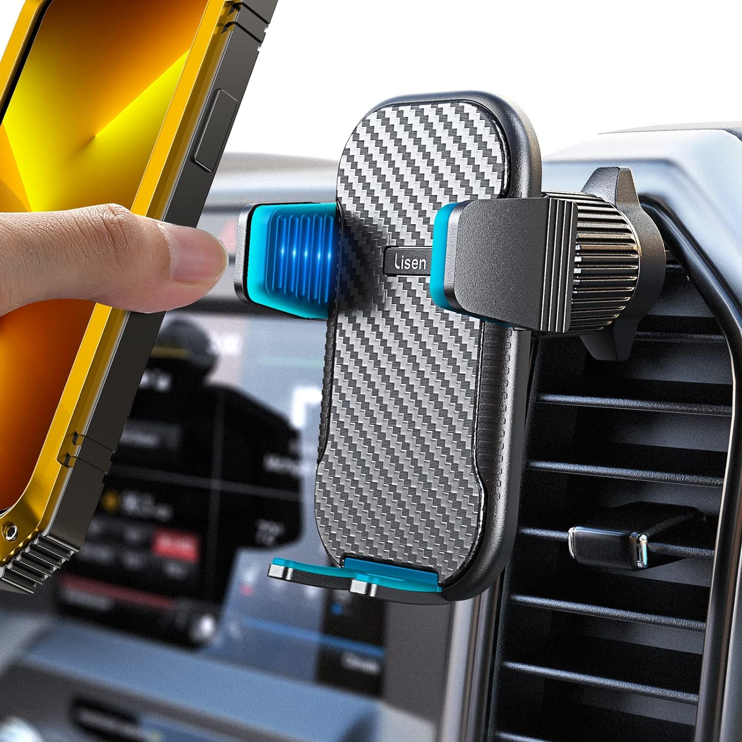 Car Phone Holder Mount, [2022 Upgrade Never Slip & Fall] LISEN Cell Phone Holder Car [Thick Case Friendly] Universal Phone Mount for Car Air Vent Compatible with iPhone 13 Pro Max Samsung and More