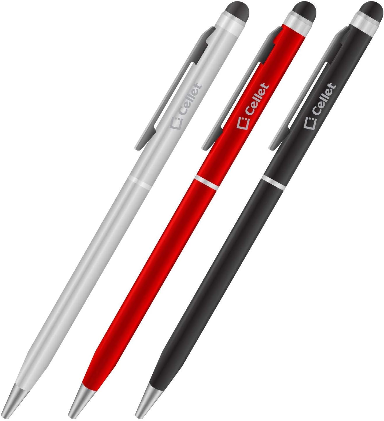 PRO Stylus Pen Works for Microsoft Surface Book 2/Book 3/Pro X/Go 2/Pro 7 with Ink, High Accuracy, Extra Sensitive, Compact Form for Touch Screens [3 Pack-Black-Red-Silver]