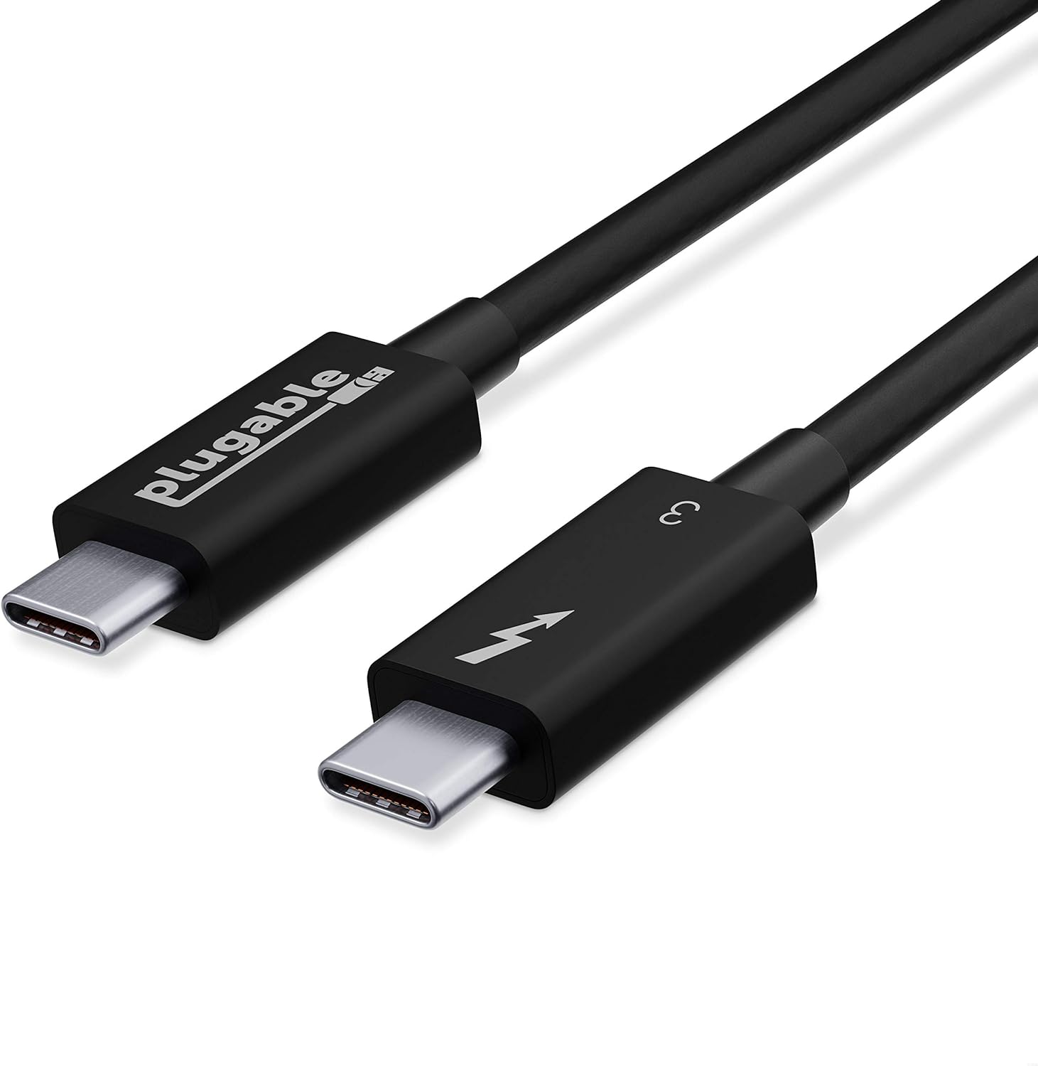 Plugable Thunderbolt 3 Cable 40Gbps Supports 100W (20V, 5A) Charging, 2.6ft / 0.8m USB C Compatible [Thunderbolt 3 Certified]