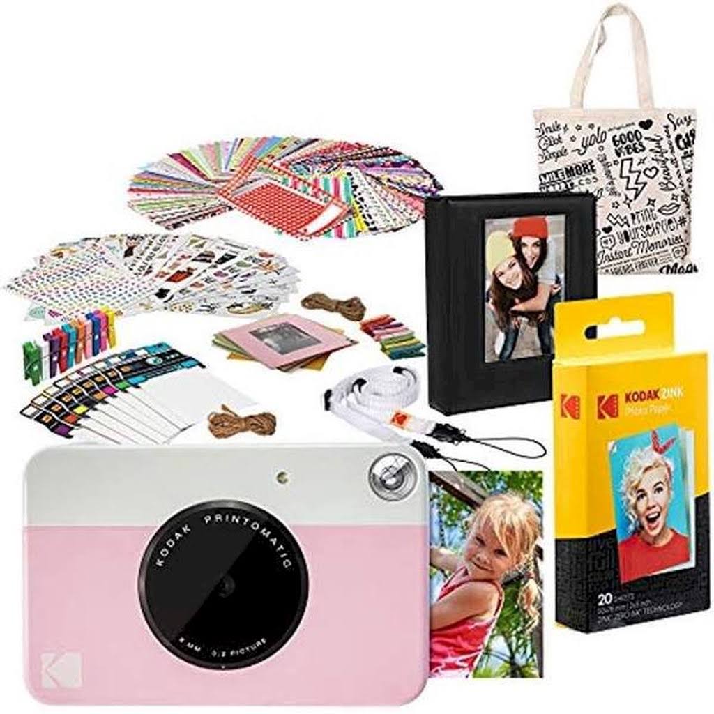 Kodak Printomatic Instant Print Camera (Pink) Deluxe Bundle