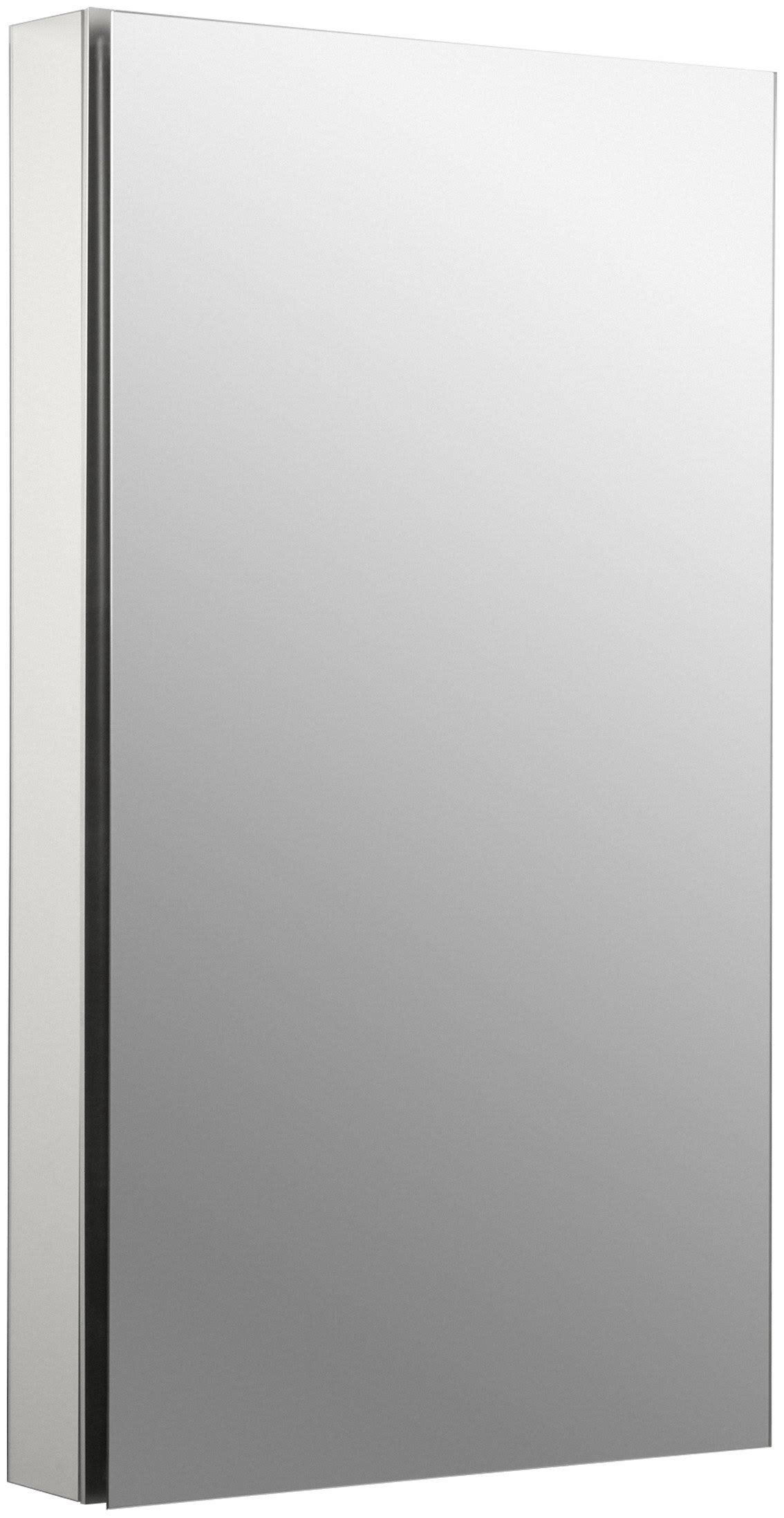 KOHLER K-2939-PG-SAA Catalan 20-1/8x22 W X 36-1/8x22 H Aluminum Single-Door Medicine Cabinet with 170 Degree Hinge - Satin Anodi