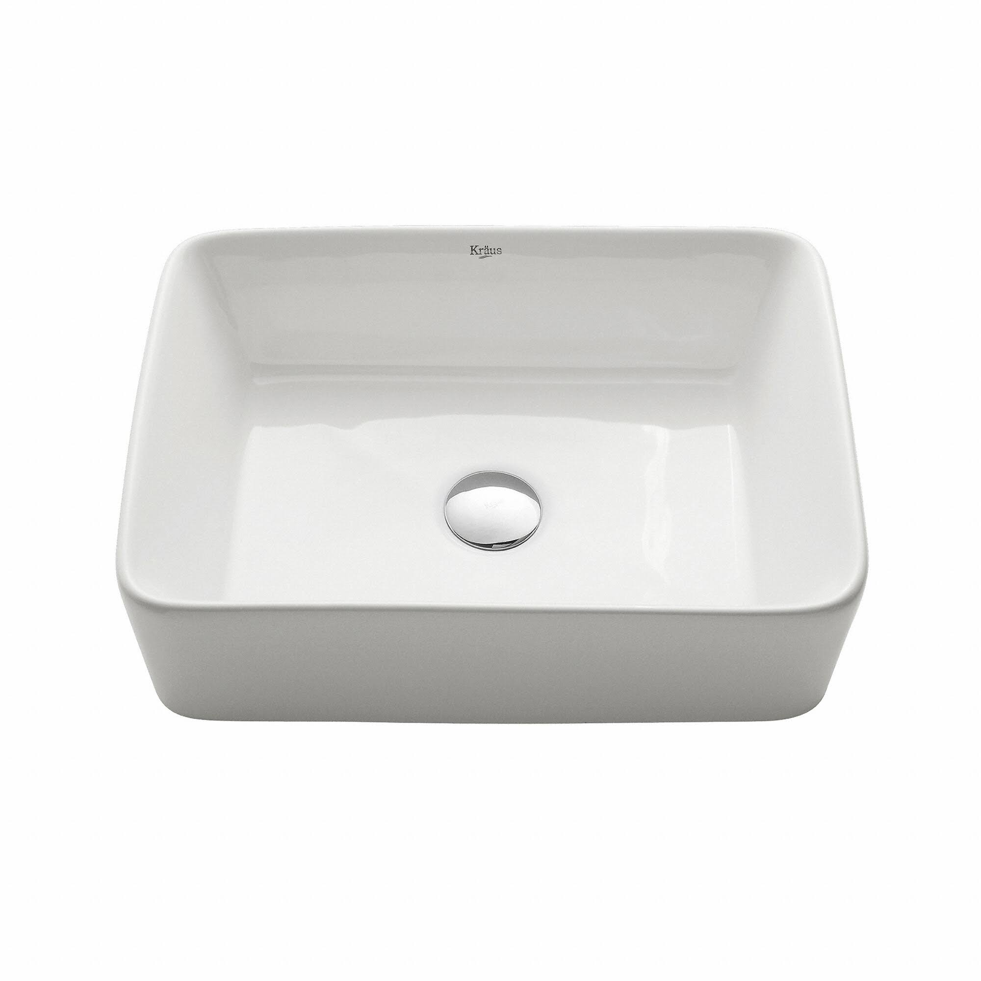 Kraus KCV-121 Rectangular Ceramic Vessel Bathroom Sink - White