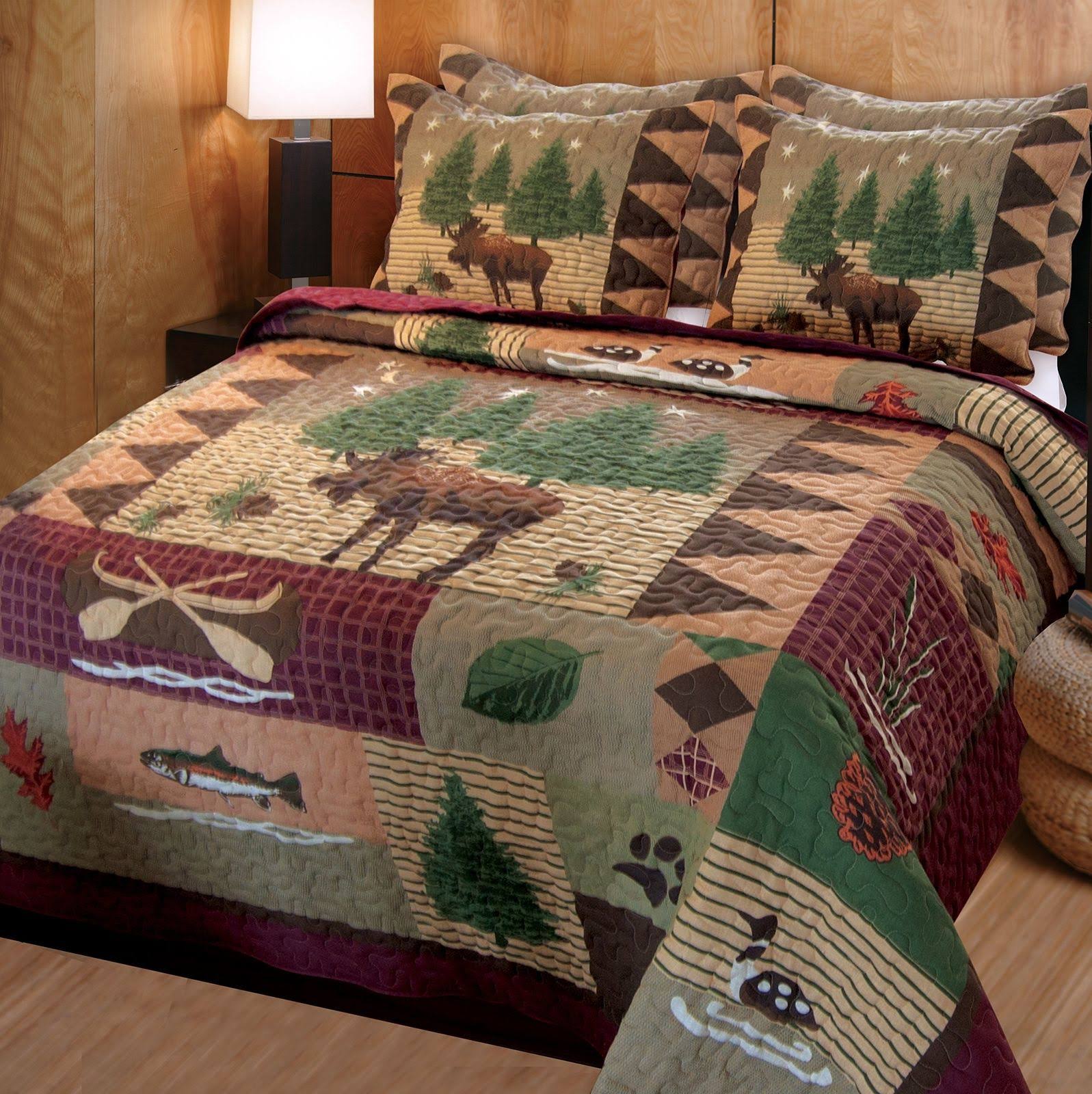 Greenland Home Moose Lodge Quilt Set, Full/Queen
