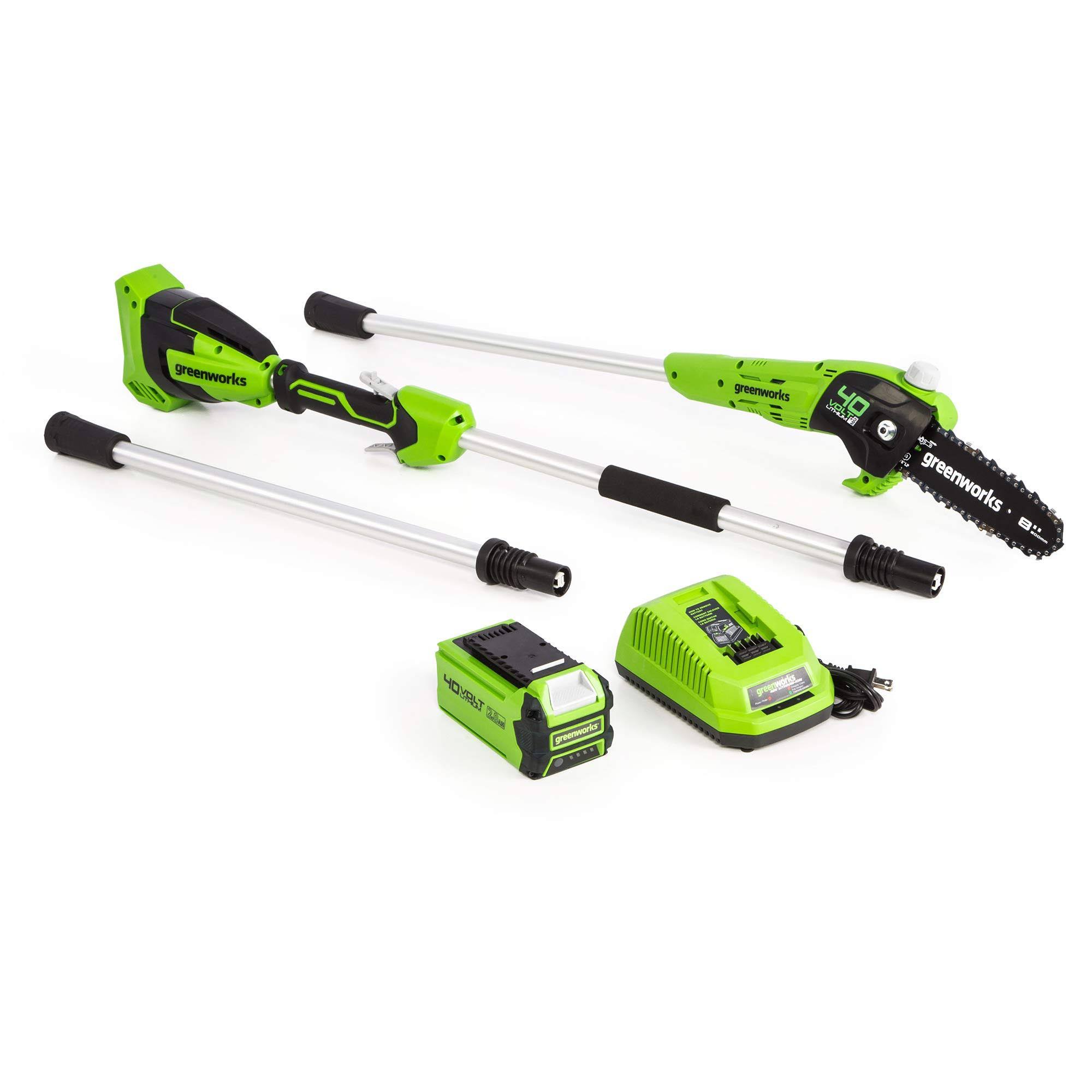 Greenworks 8-Inch 40V Cordless Pole Saw, 2Ah Battery, Ps40l210
