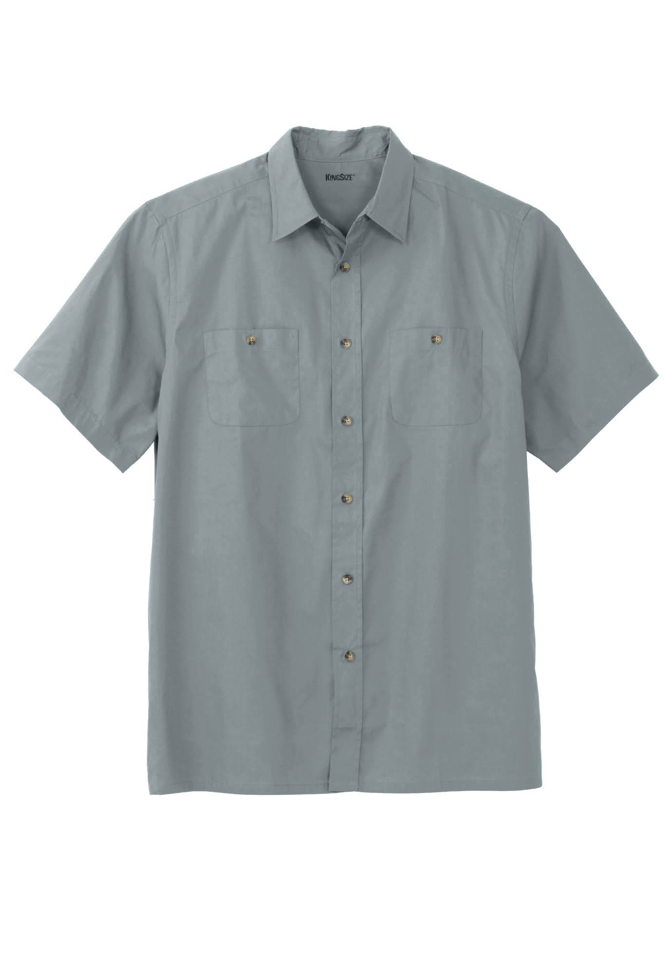 Men&s Big u0026 Tall Short-Sleeve Pocket Sport Shirt by KingSize in Gunmetal (Size 7XL)