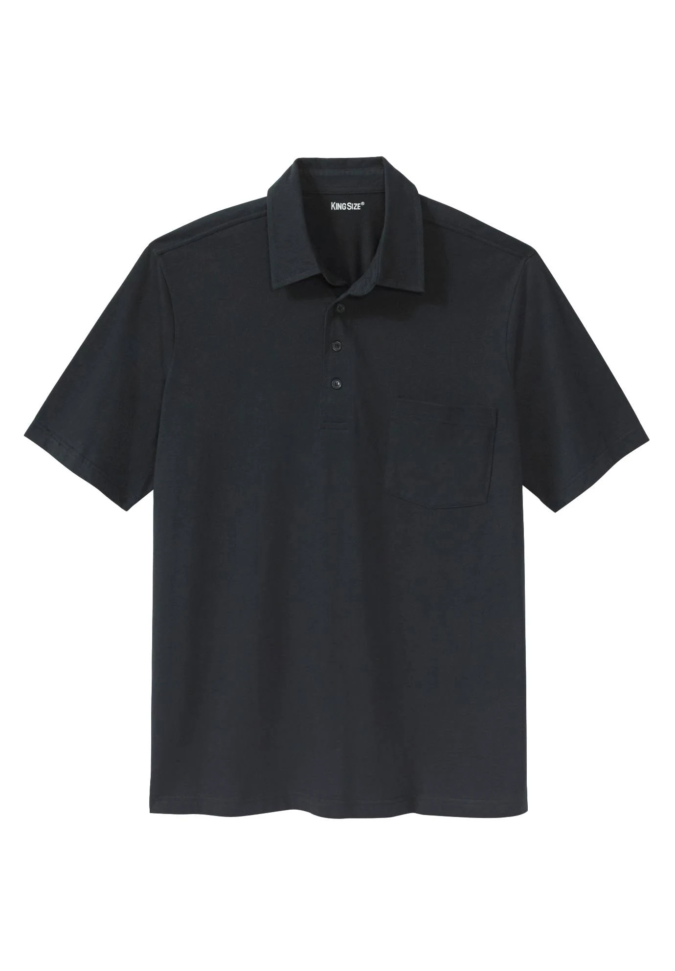 Men&s Big u0026 Tall Lightweight Pocket Golf Polo Shirt by KingSize in Black (Size 5XL)