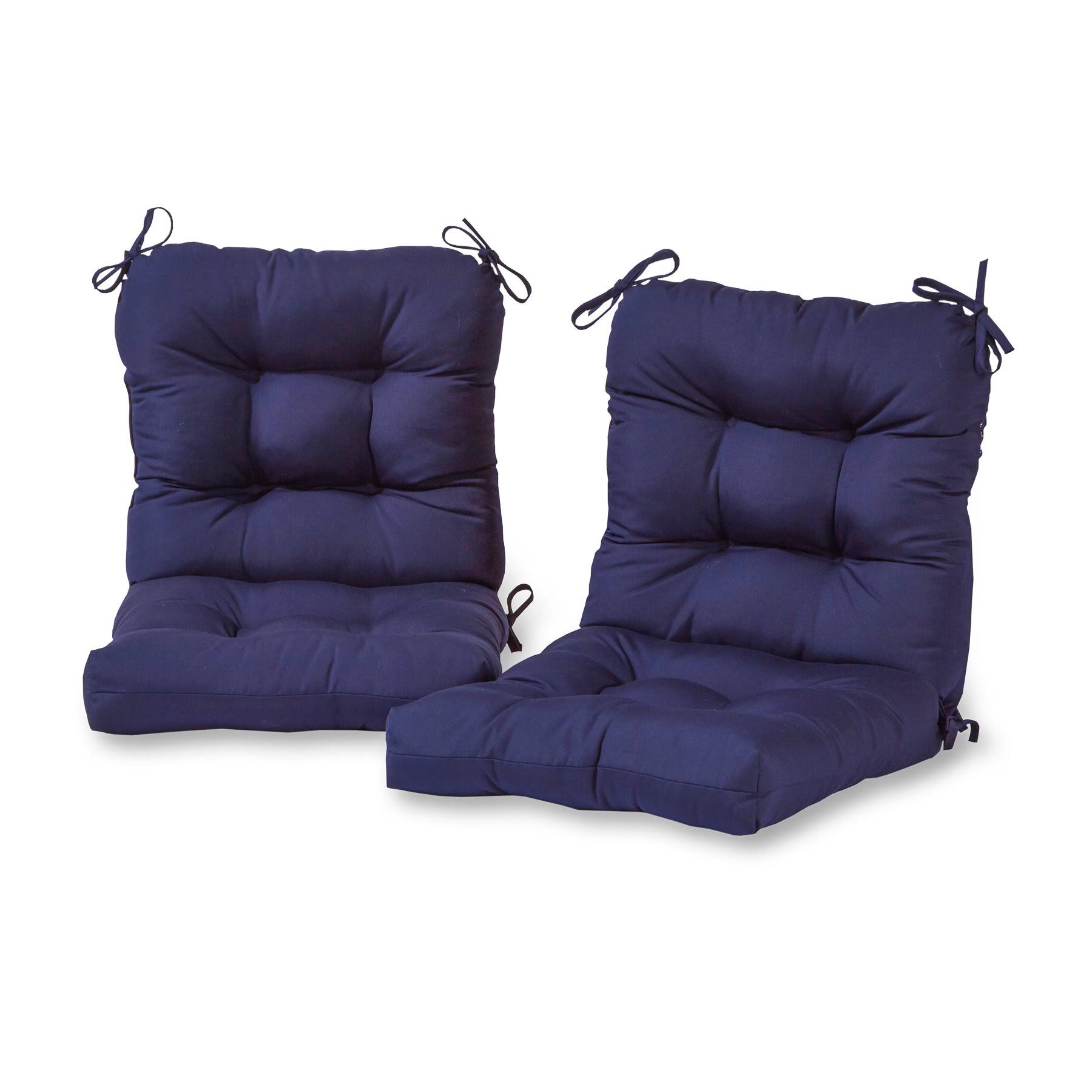 Set of 2 Outdoor Seat/Back Chair Cushion Navy Greendale Home Fashions