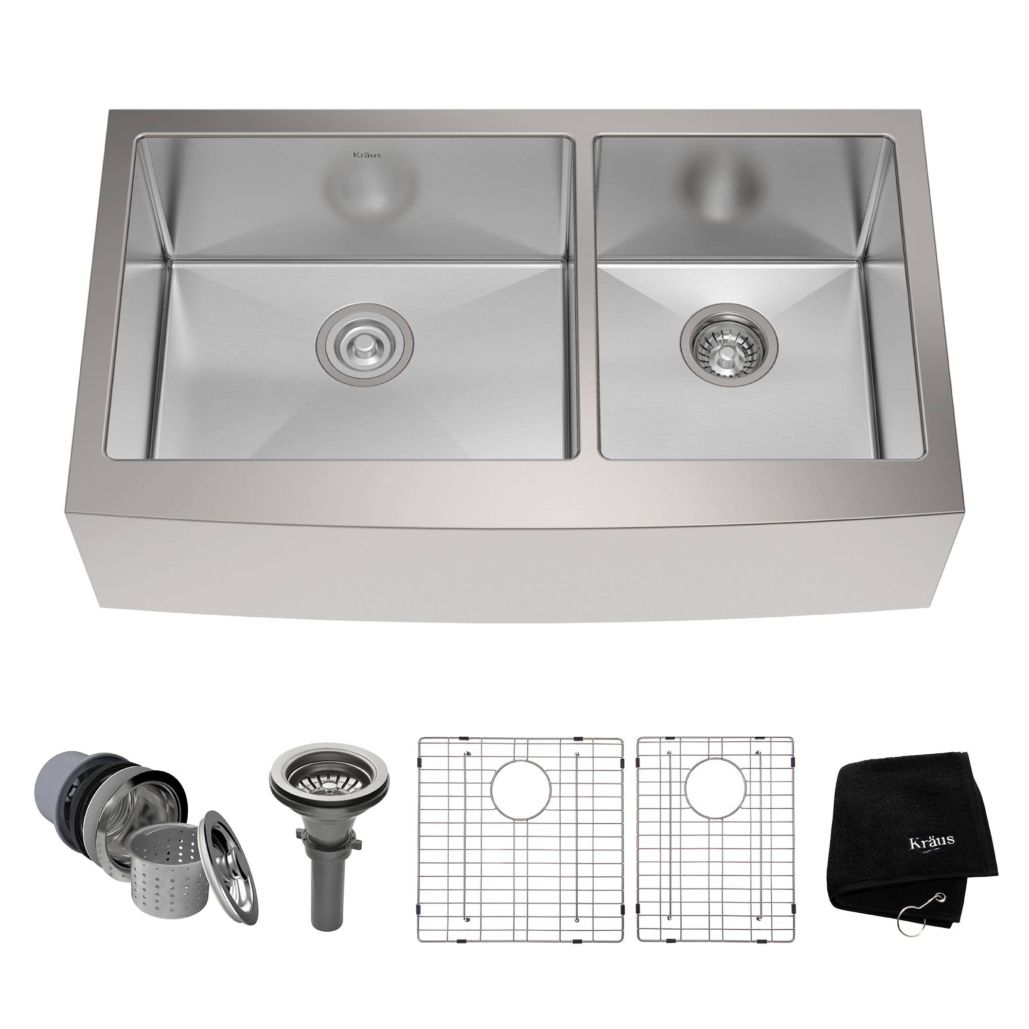 Kraus 36x22 Farmhouse Double Bowl Kitchen Sink-Stainless Steel KHF203-36