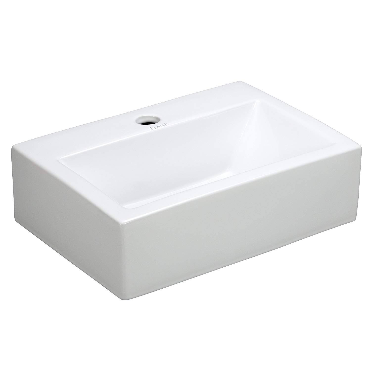 Elanti EC9859 Porcelain White Wall-Mounted Rectangle Sink