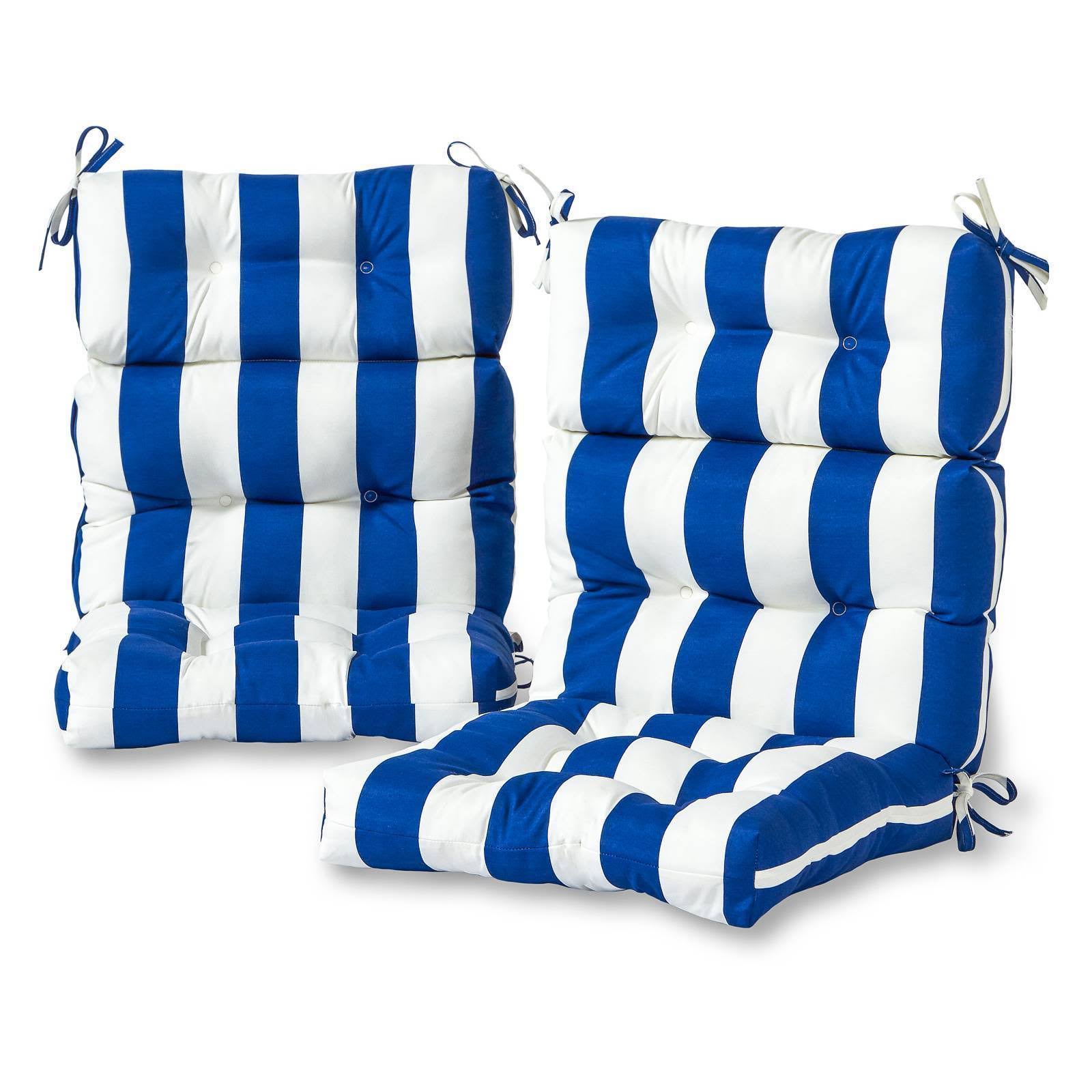 Greendale Home Fashions Outdoor High Back Chair Cushion Set of 2, Cabana Blue
