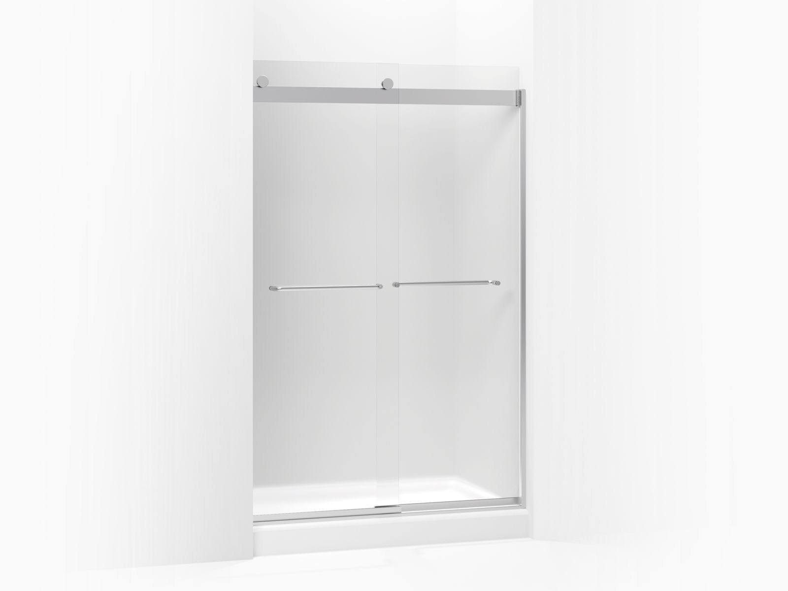 KOHLER K-706014-D3-SH Levity Sliding Shower Door, 74x22 H X 44-5/8 - 47-5/8x22 W, with 1/4x22 Thick Frosted Glass and Towel Bars