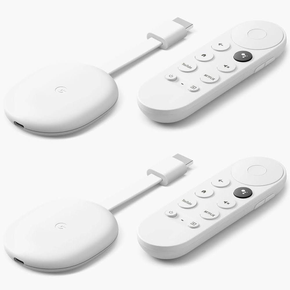 Google Chromecast with Google TV 4K 60fps HDR Streaming Snow 2 Pack