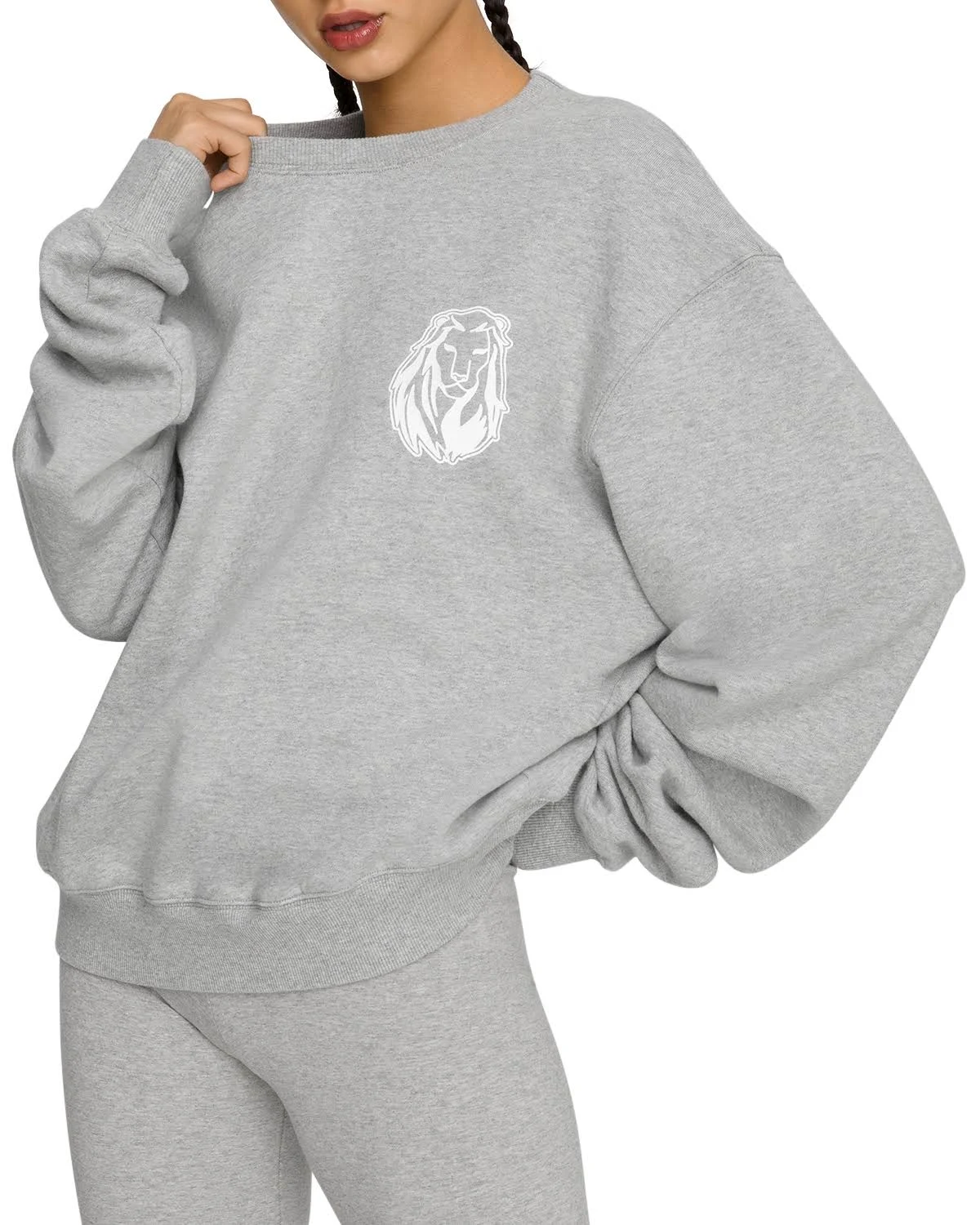 Good American Women&s Cotton Zodiac Boyfriend Sweatshirt - Gray - Size 1/S