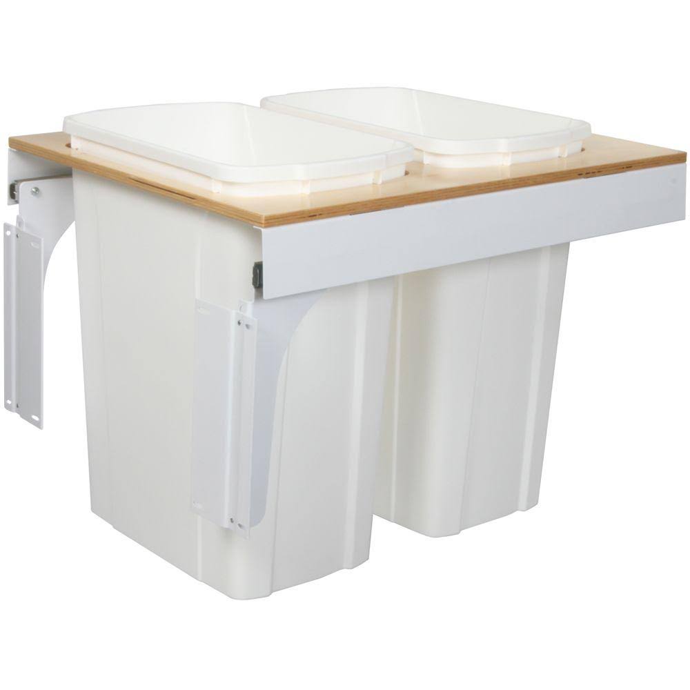 KV Soft Close Top Mount Waste Bins Double Bin 35qt White 17-1/2&W