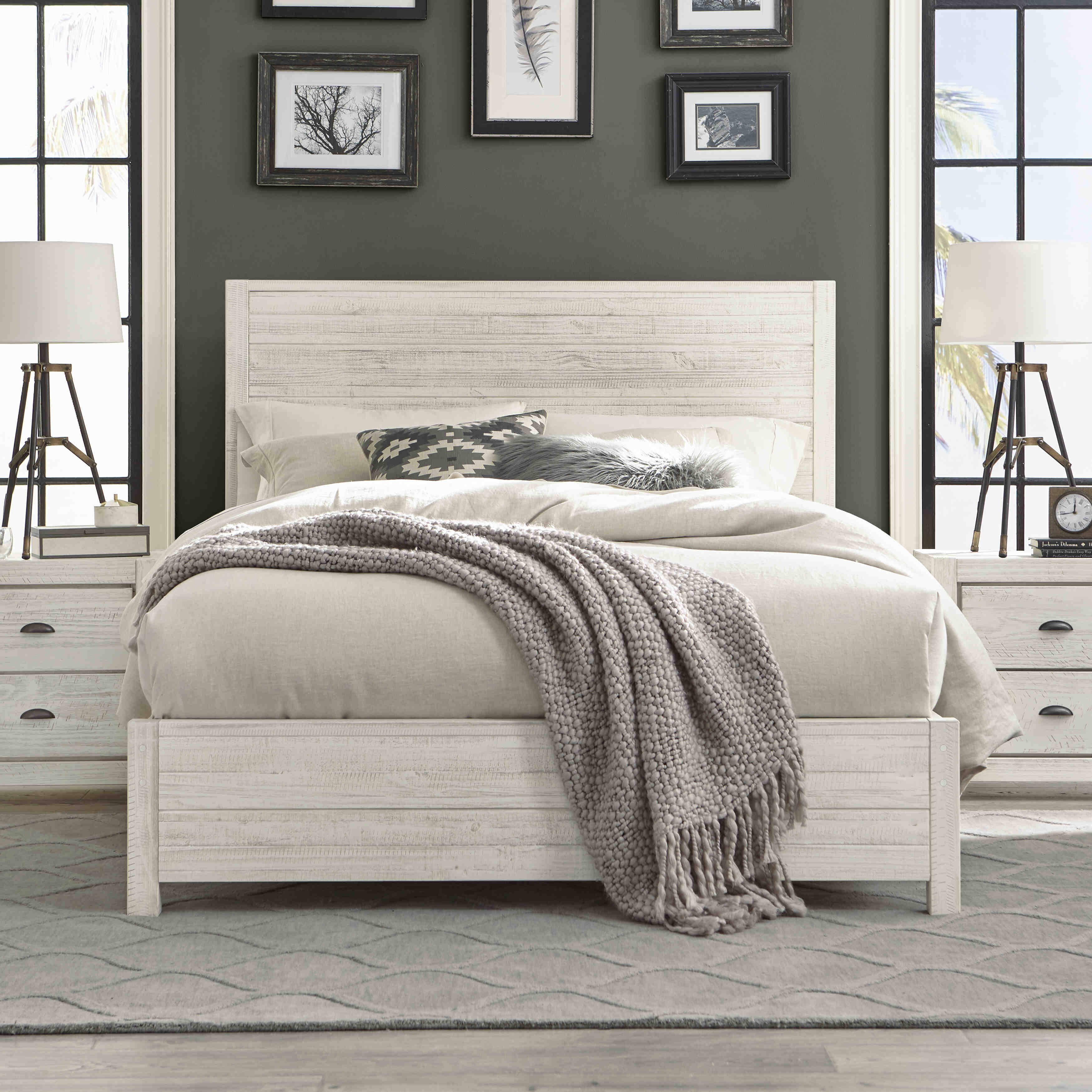 Grain Wood Furniture Montauk Solid Wood King Panel Bed - Rustic Off-White