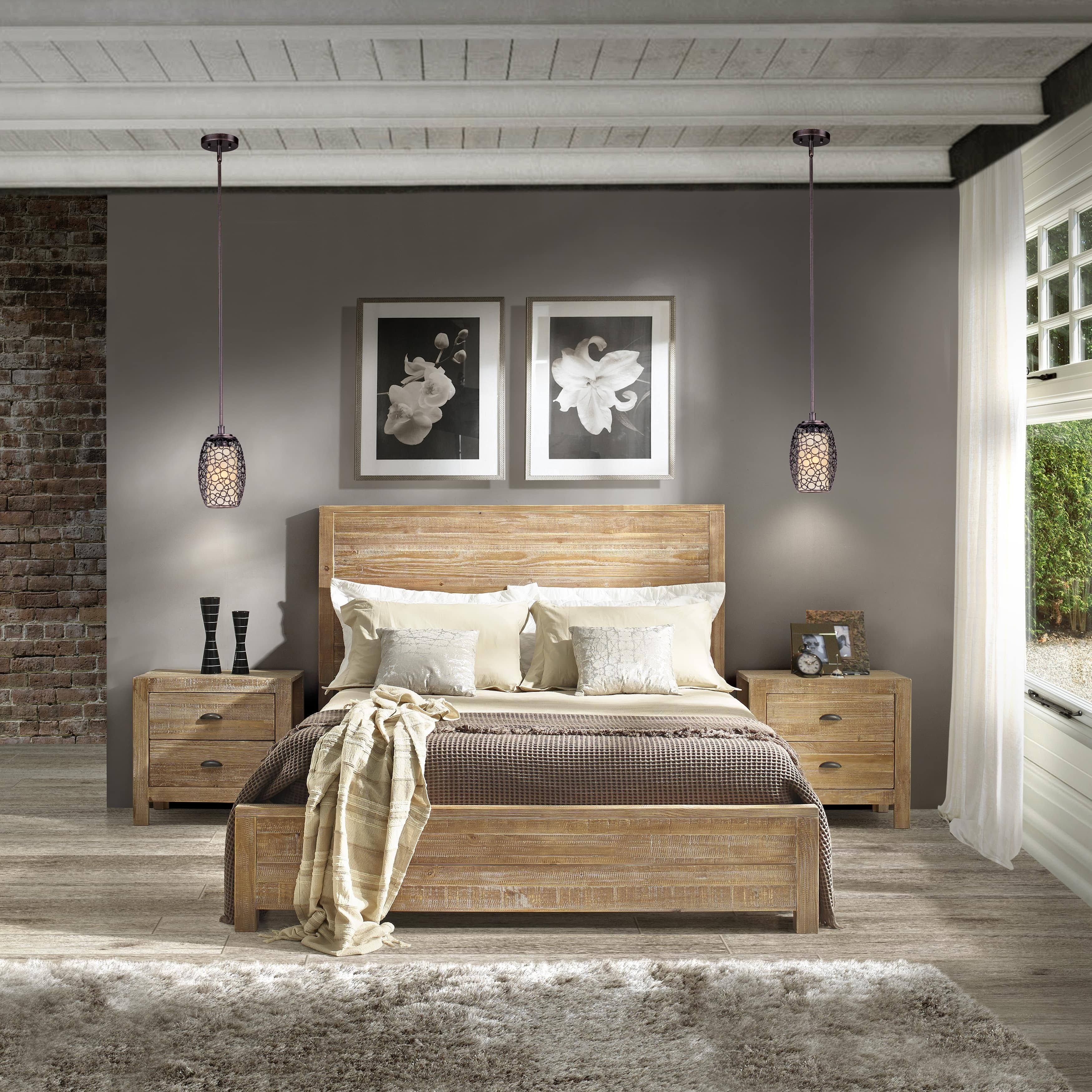 Grain Wood Furniture Montauk Queen Solid Panel Bed Driftwood