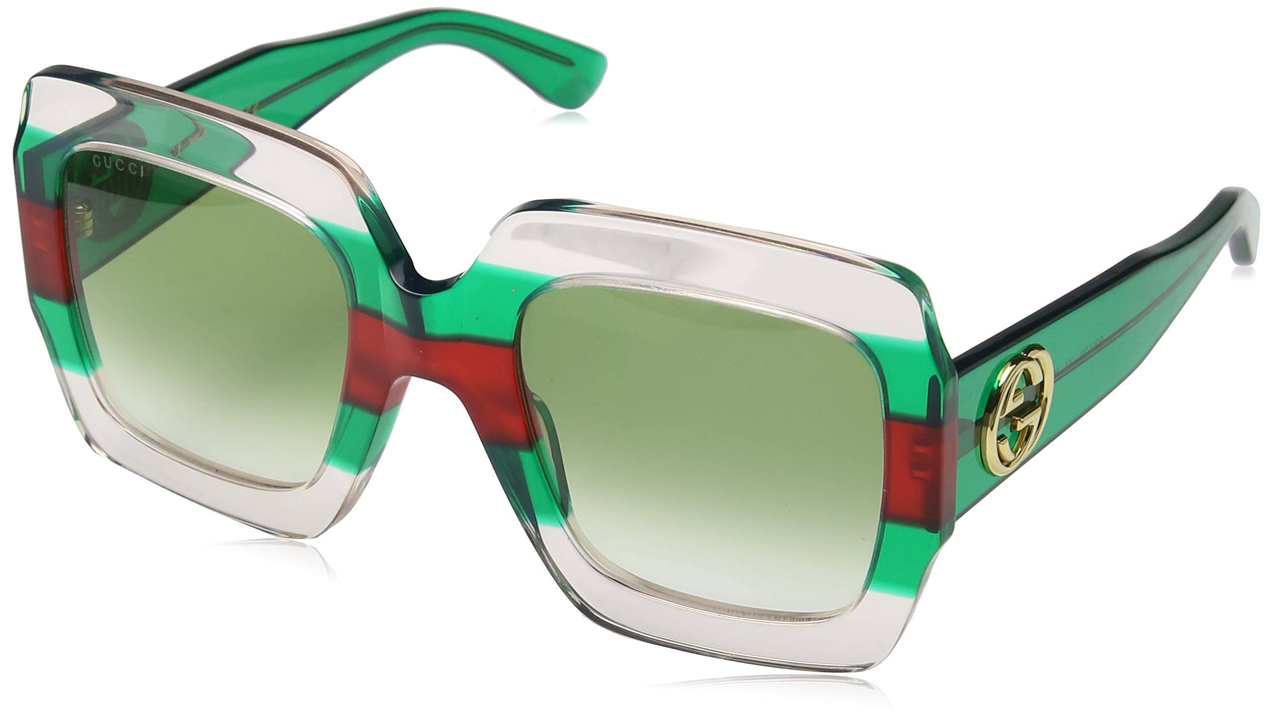 Gucci GG Web Oversized Rectangular Sunglasses Green Red