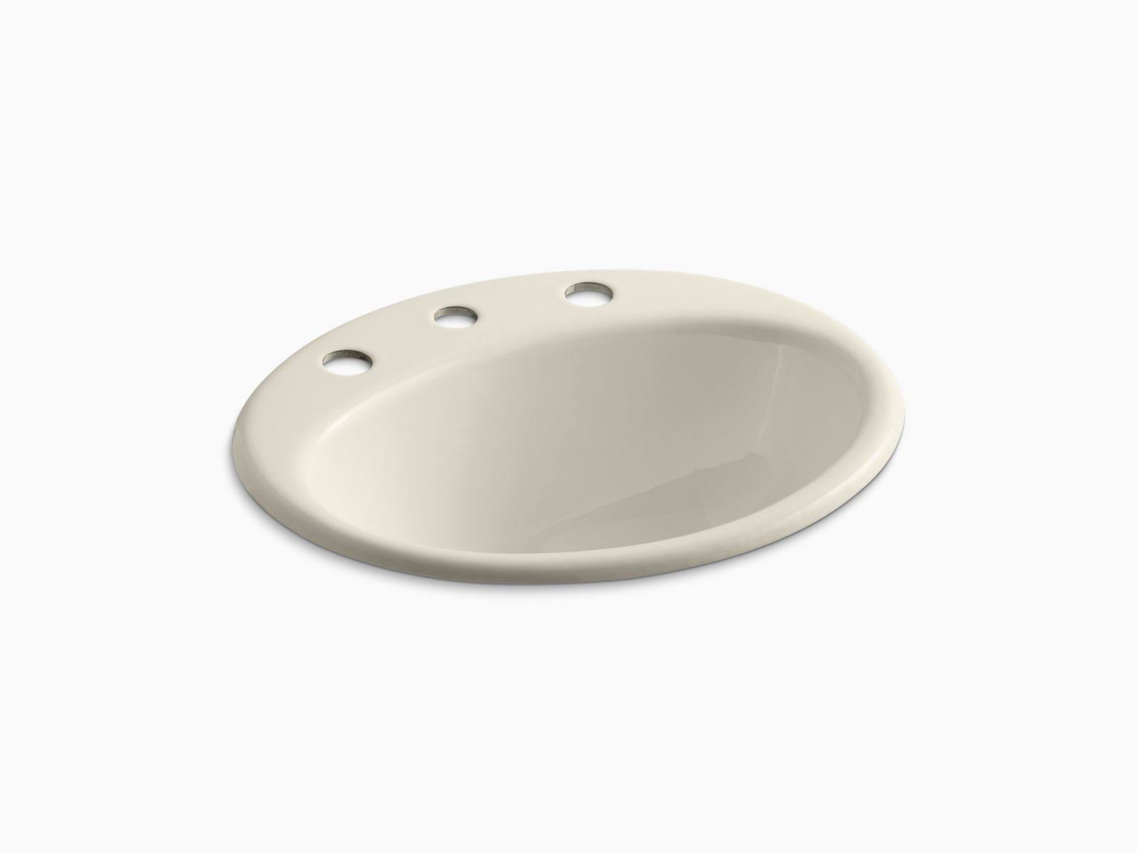 Kohler K-2905-8-47 Farmington 19x22 Drop in Bathroom Sink - Almond